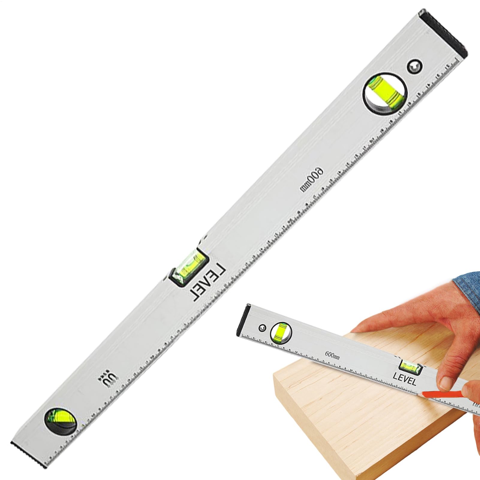 Règle magnétique, règle avec bulle et échelle claire | Instrument de mesure métallique pour charpentiers, débutants et professionnels