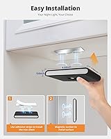 Vista 6 de wowatt Luz de escalera recargable con sensor de movimiento, luces nocturnas negras con montaje magnético, luces de escalón regulables