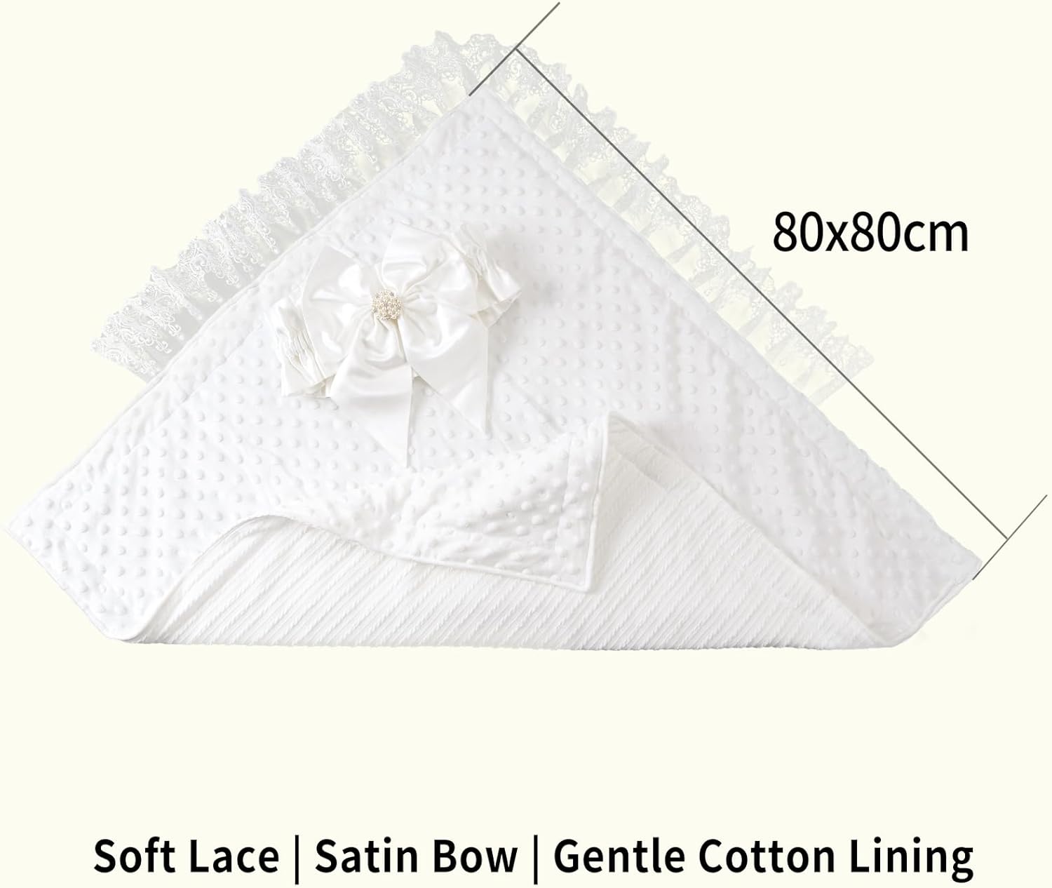 DUDUELTE DUDUELTE Soft Lace Baby Swaddle Blanket with Satin Bow, Newborn Wrap for Photos or Special Occasions, Infant Blanket