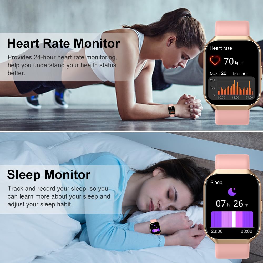Hendari Smartwatch Uomo Donna, 1.96" Orologio Smartwatch con Effettua/Risposta Chiamate, 140+Modalità Sportive Impermeabile IP68, Smart Watch con Monitoraggio del SpO2/Sonno/Contapassi per IOS/Android