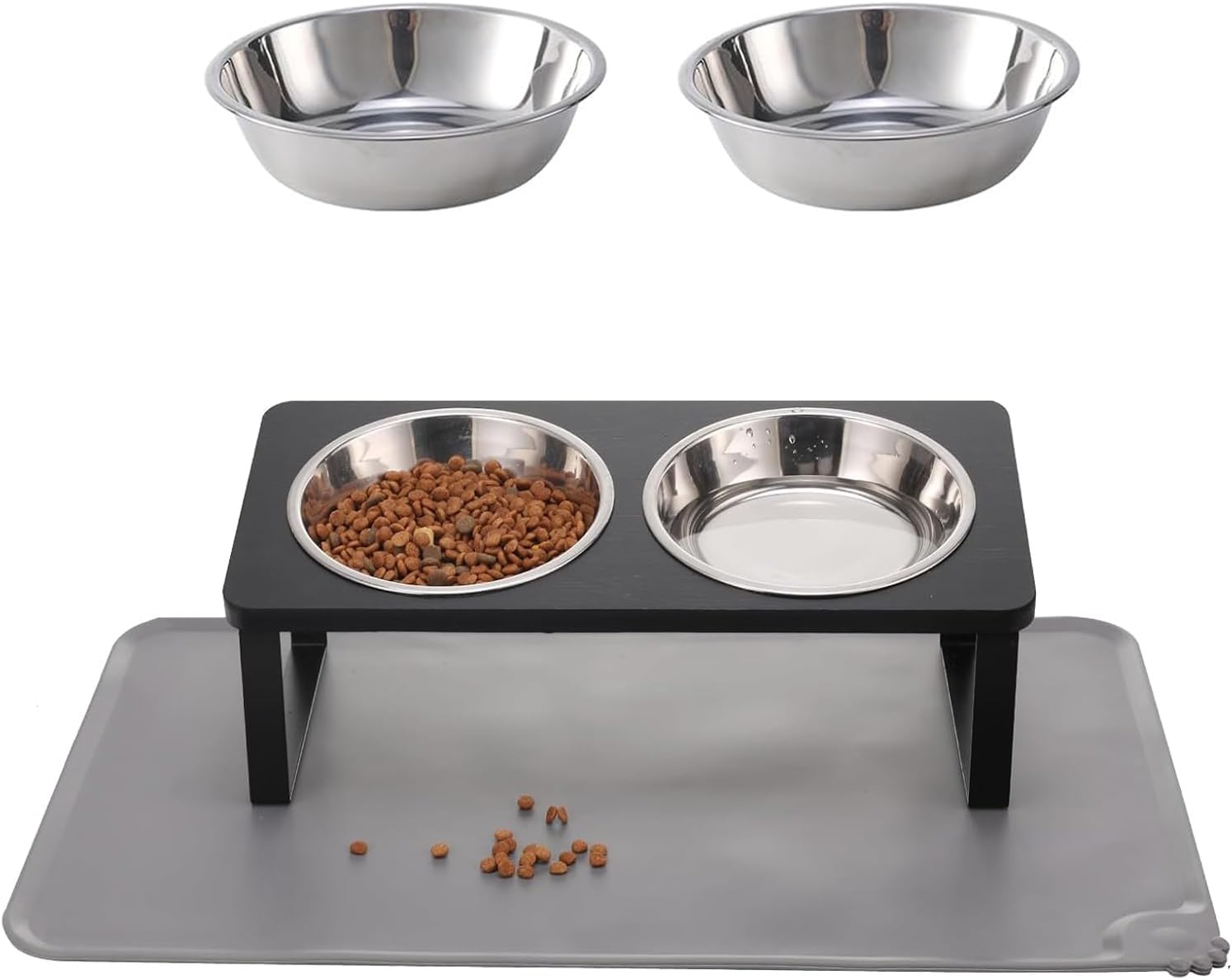 Upgraded Elevated Cat Bowls with Food Mat+2Pack 5.5Inches Replaceable Bowl