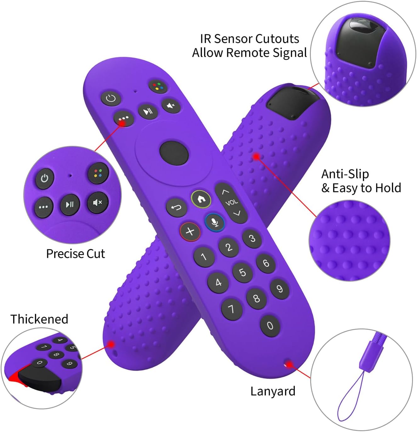 Hi Color Silicone Cover for XR100 Xfinity Xumo Stream Box Remote Cover Xumo Streaming Box Remote Case Shockproof Anti-Slip Silicone Sleeve with Lanyard (Purple) image 3