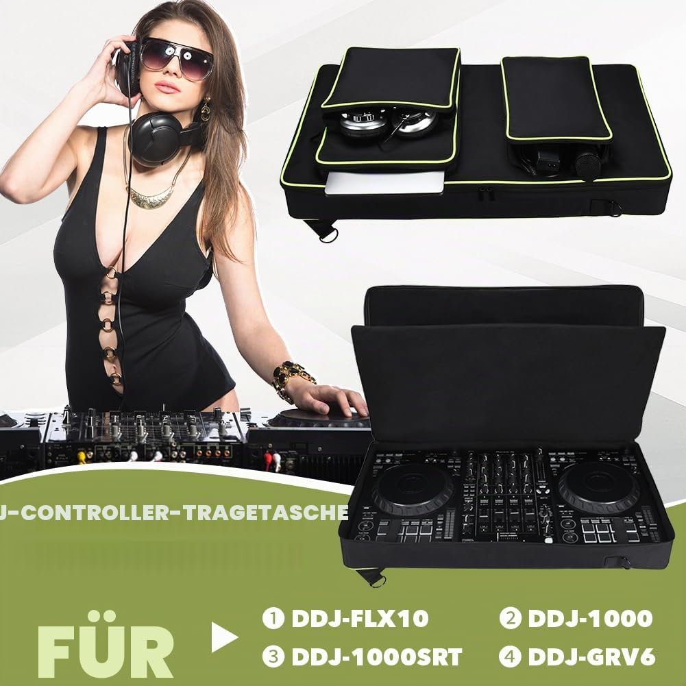 DJ Controller Tasche für Pioneer DJ DDJ-FLX10 / DDJ-1000 / DDJ-1000SRT | Tragbare DJ Controller Reisetasche für AlphaTheta DDJ-GRV6, Aufbewahrungs Schutzhülle mit Verstellbare Schultergurte