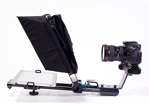 Mobile Teleprompter System | Carbon Fiber and Aluminum Build | Nylon Hood and Anti-Glare Visor | 13 Diagonal 60/40 Beam Splitter Glass | iPad Tablet Smartphone Compatible Up to 15
