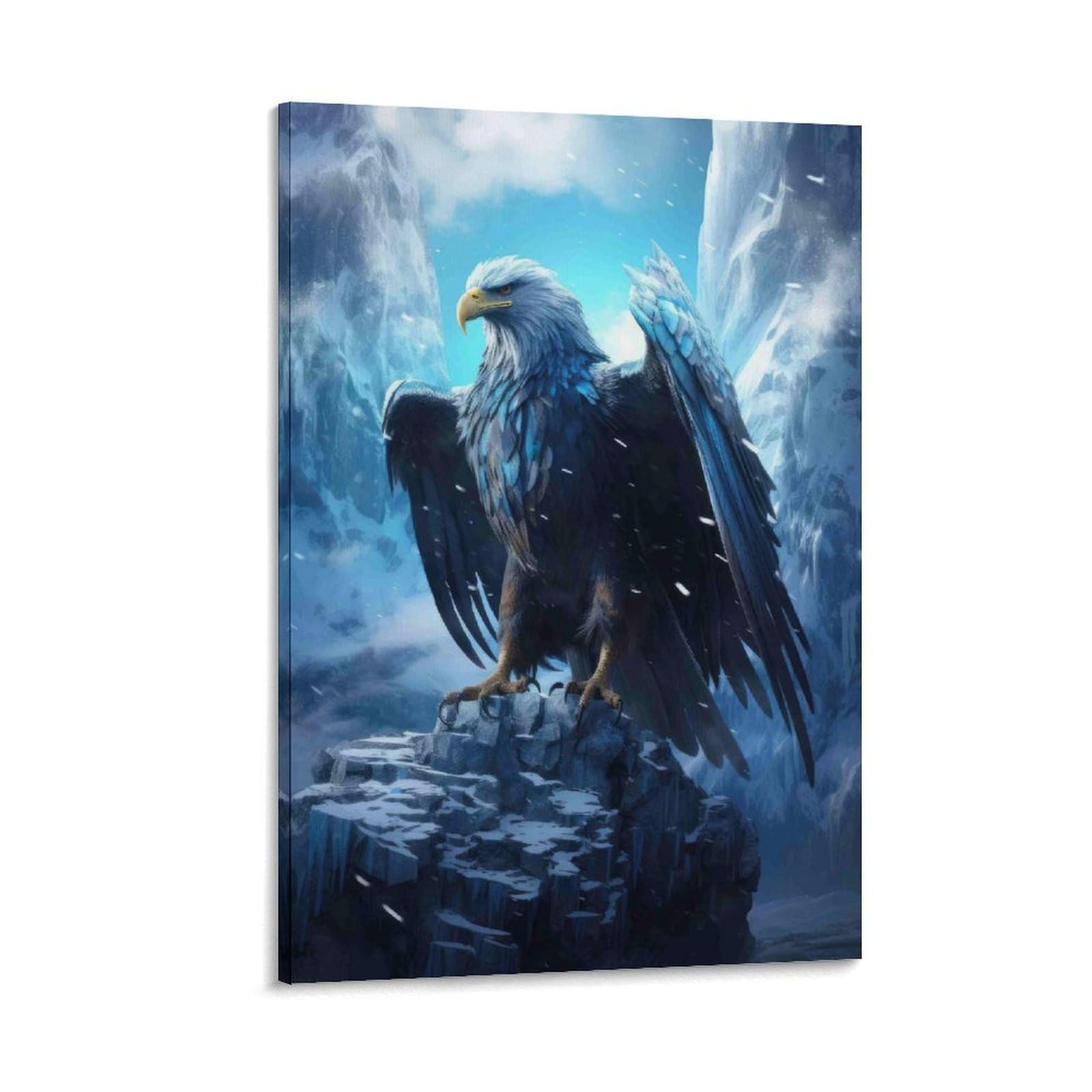 DHBANEIOK Eagle in Snowy Mountain Poster Artwork Canvas Prints Picture Modern Wall Art Picture Wall Hanging for Dining Room Kitchen Home Office Decor 20x30inch(50x75cm)