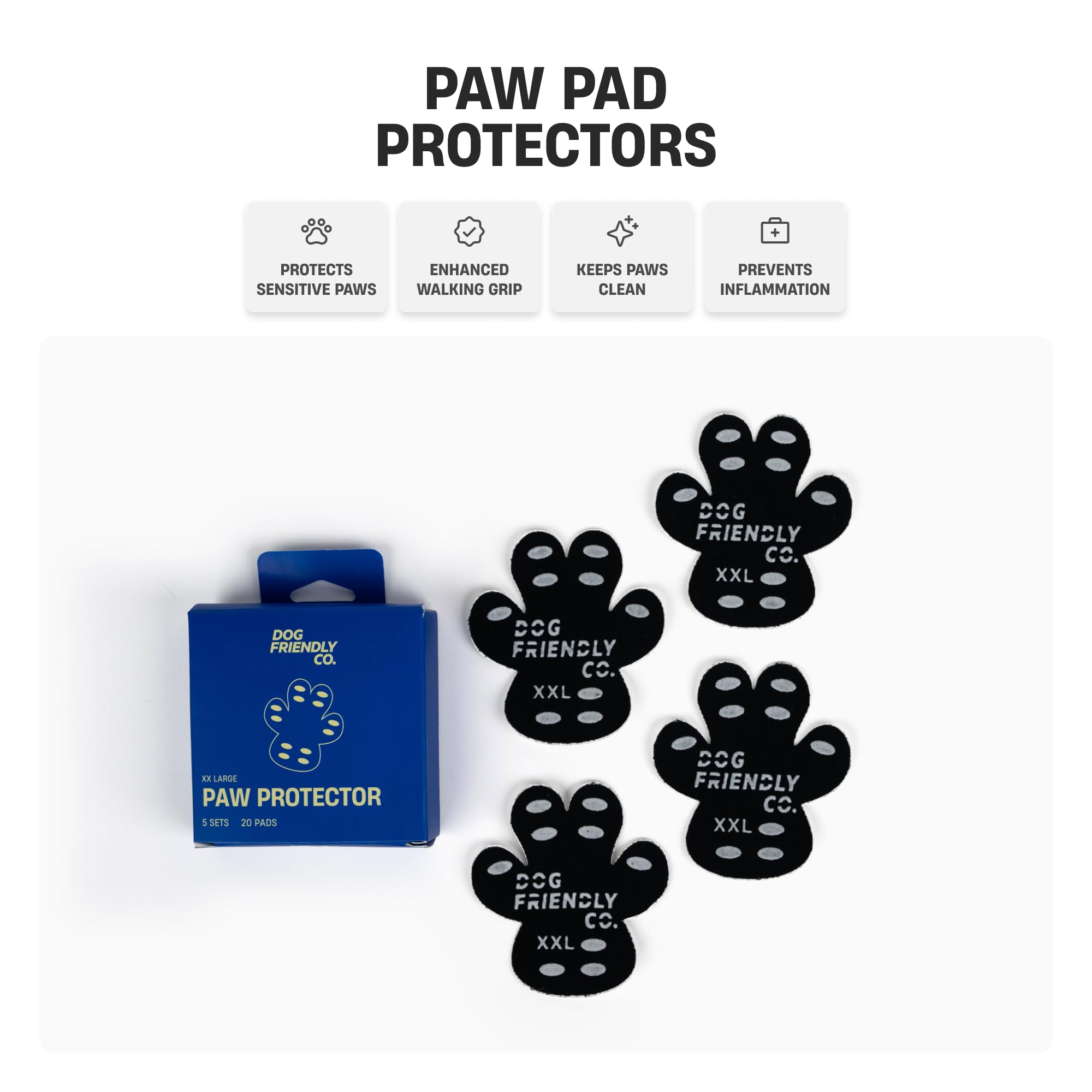 DF Co. Dog Paw Pad Protector | Protects from Hot Surfaces, Provides Extra Grip, Keeps Paws Clean, Prevents Paw Allergies (S, 20, Count)