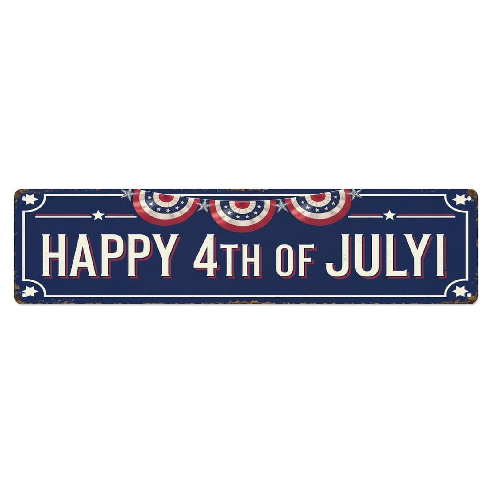 Happy Fourth Of July Sign Metal Tin Sign Plaque