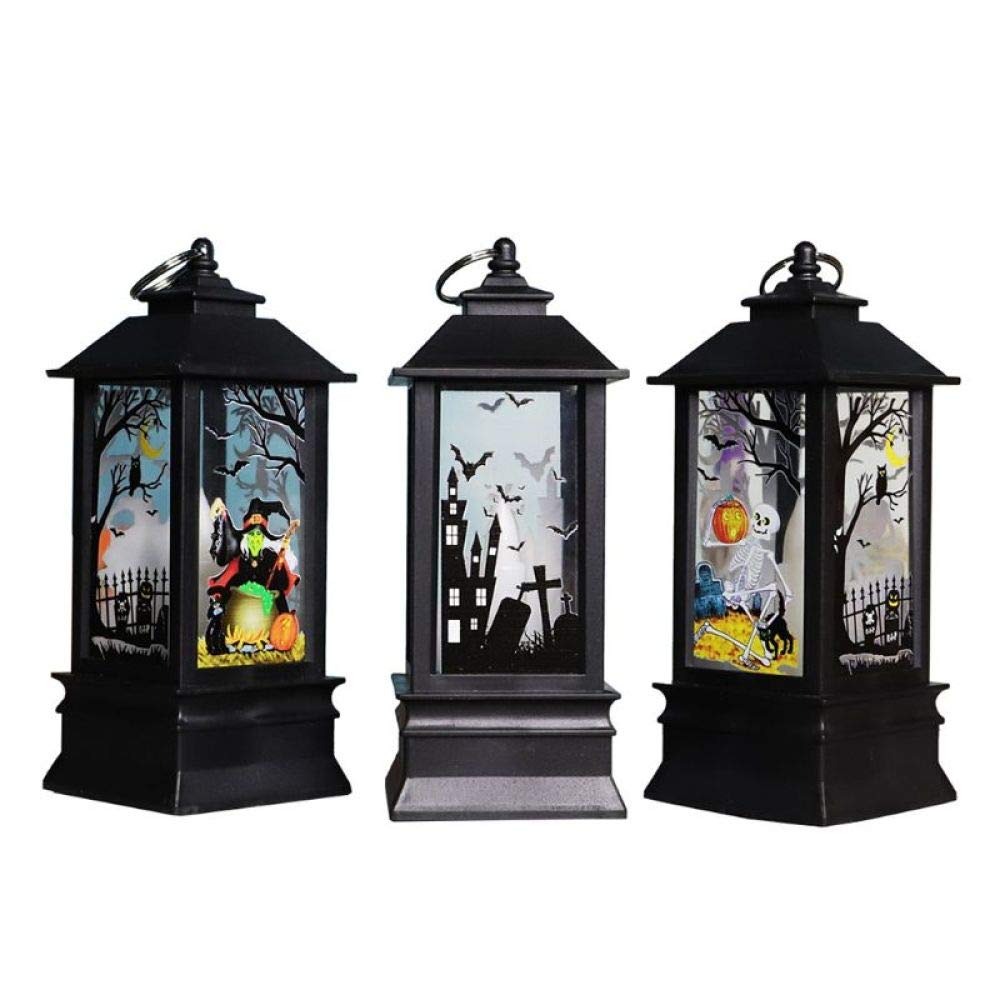 Luces de la lámpara de la linterna LED de Halloween, pequeñas luces creativas de la noche del esqueleto del cráneo de la calabaza Decoración interior al aire libre