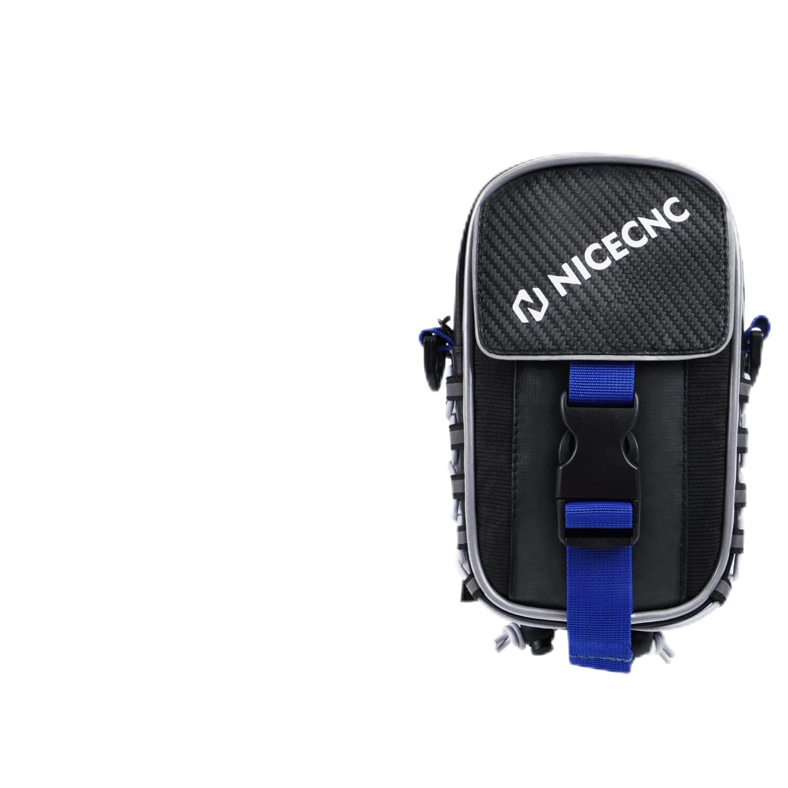 NICECNC Raptor 700 Fender Bag, ATV Warning Tag Board Small Storage Bag PVC Fabric Reflective Strip Water-Resistant Zipper, Compatible with Yamaha Raptor 700 ATV Accessories Bag, Black