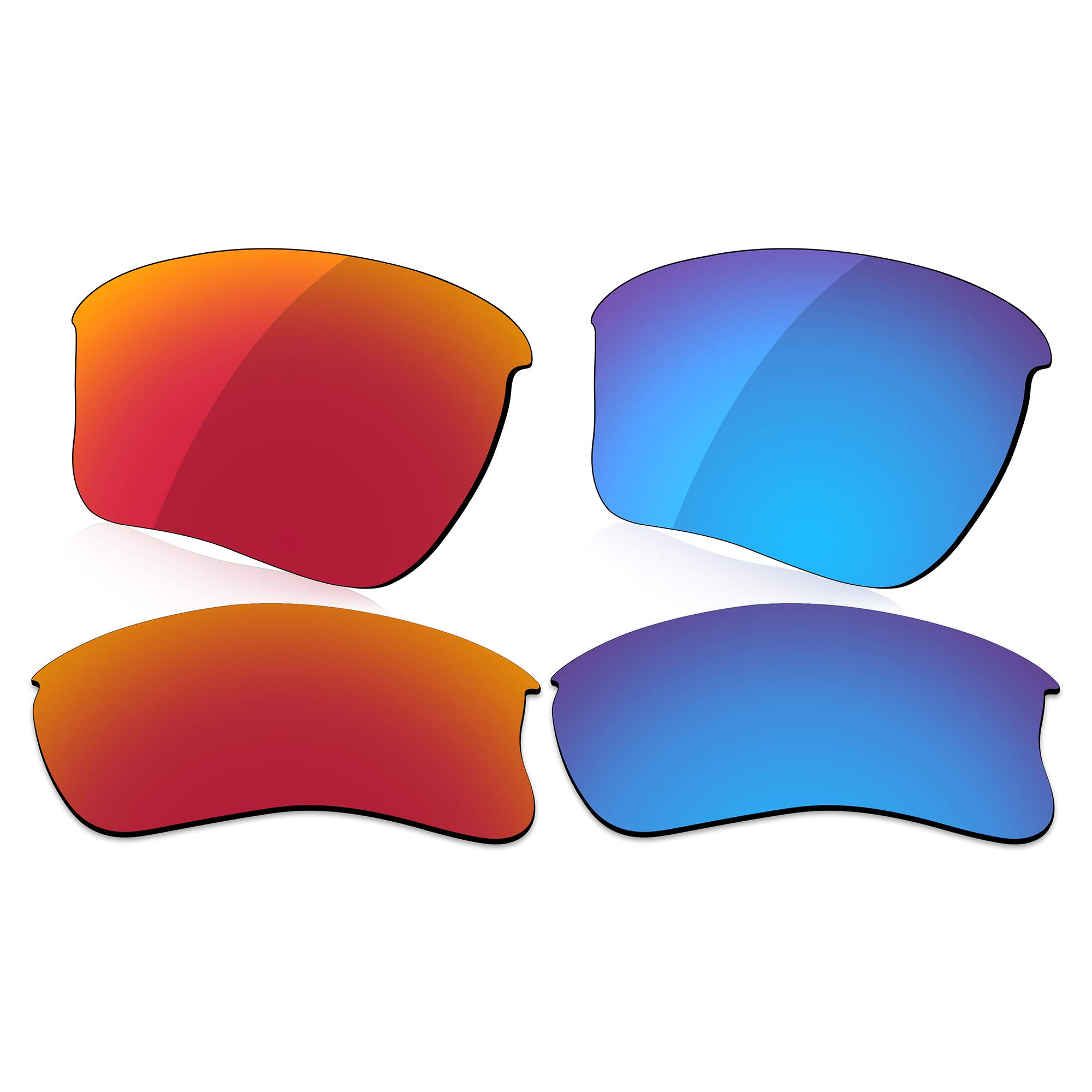 Lenzreborn Men's Fire Red + Ice Blue Polarized Lens Replacet For Oakley Half Jacket 2.0 Xl Oo9154 Sunglass - Fire Red+Ice Blue