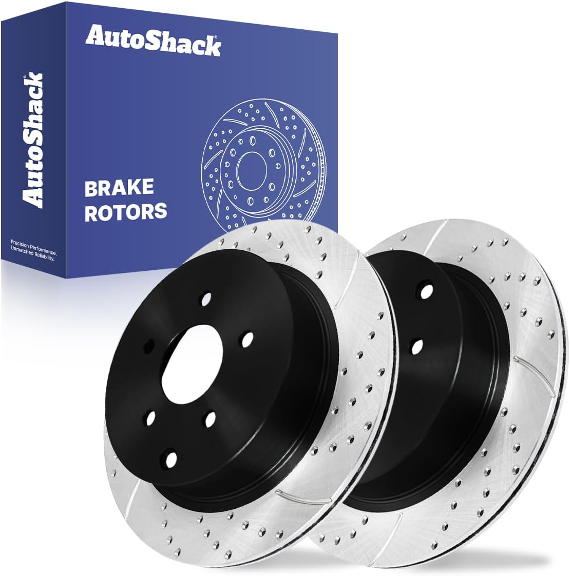 AutoShack Rear Vented Drilled & Slotted E-Coated Brake Rotors 2-PC Set Replacement for 2003-2024 Nissan Murano 2013-2021 Nissan Pathfinder 2014-2021 INFINITI QX60 ShadowGuard 12.12" (307.8 mm)