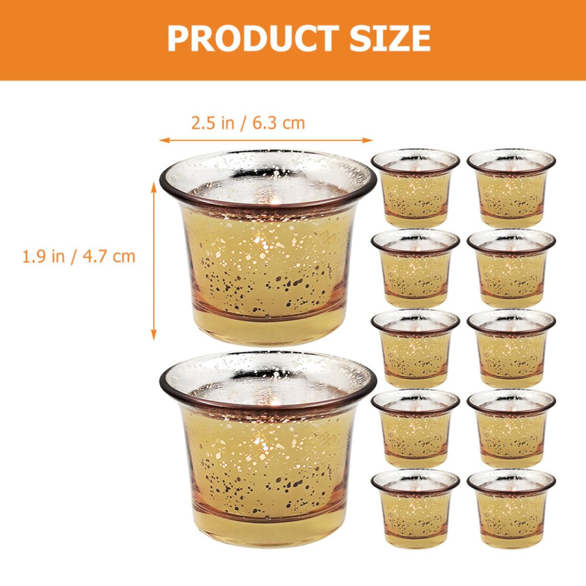 12 Stück Glas Teelichthalter Becher für Selbstgemacht Kerzen, Gold