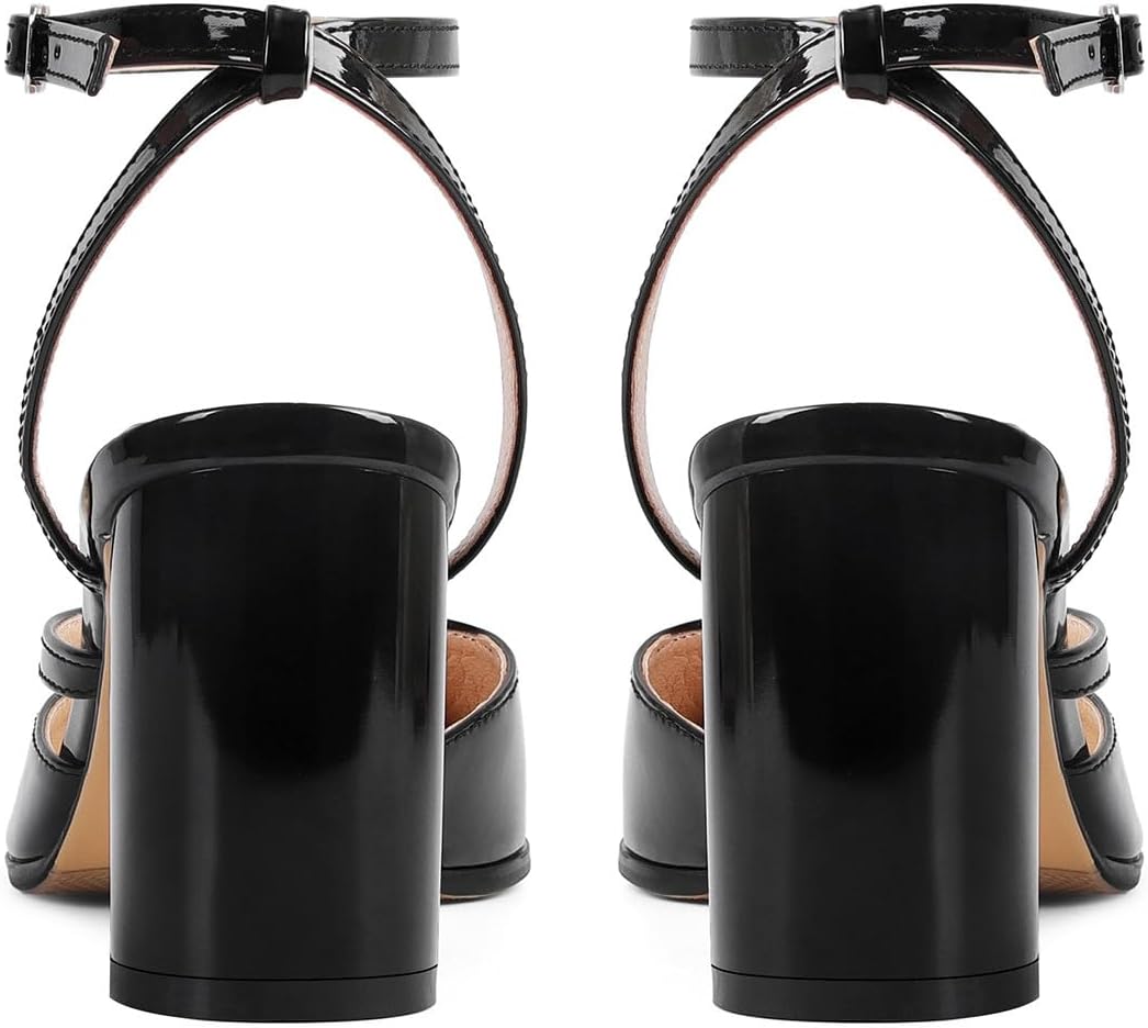 Tabi Chunky Block Heels for Women Split Toe Pumps with Ankle Strap Slingback Heeled Sandals Strappy Tabby Shoes Fashion Dress Comfort Office