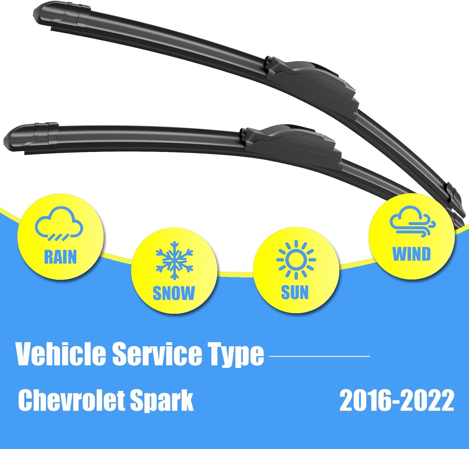 Gavimnal® 24"+14"+9" Silicone Wiper Blades Replacement For Chevrolet Spark 2016-2022,All-Season Front Rear Windshield Wiper Blades(Set of 3)
