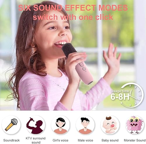 Miniatura 3 de Mini máquina de karaoke para niños y adultos, altavoz Bluetooth portátil con 2 micrófonos inalámbricos de karaoke, juguetes musicales, regalos de
