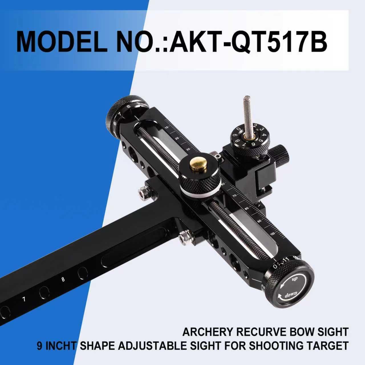Archery Recurve Bow Sight Right Hand Adjustable Aluminum T Shape Quick-Release Bow Sight,Archery Shooting Target Sight