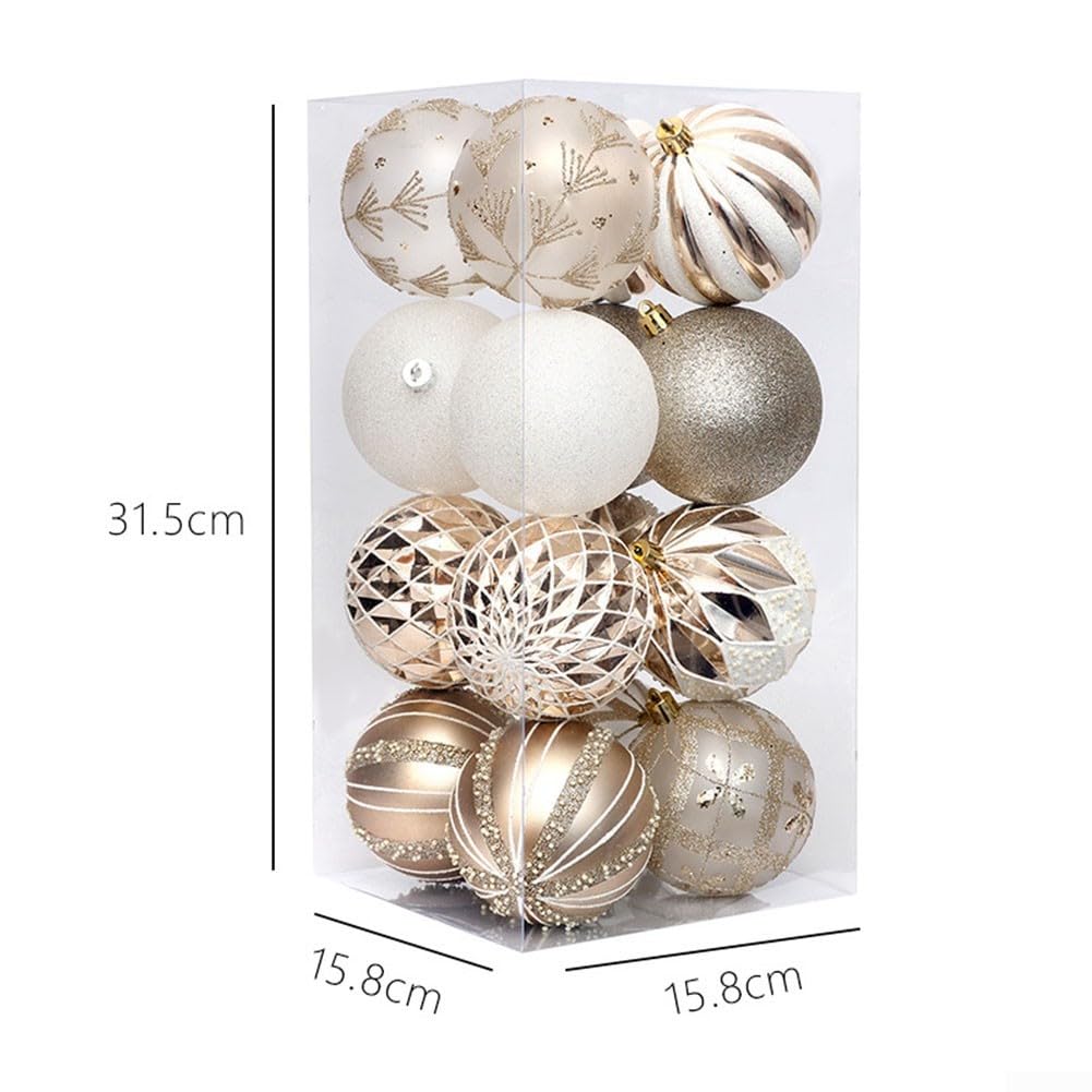 4 Palline Di Natale Grandi Oro Champagne 10,7 Cm – Infrangibili In Plastica Con Ganci – Decorazioni Albero E Festa Lamris - 3