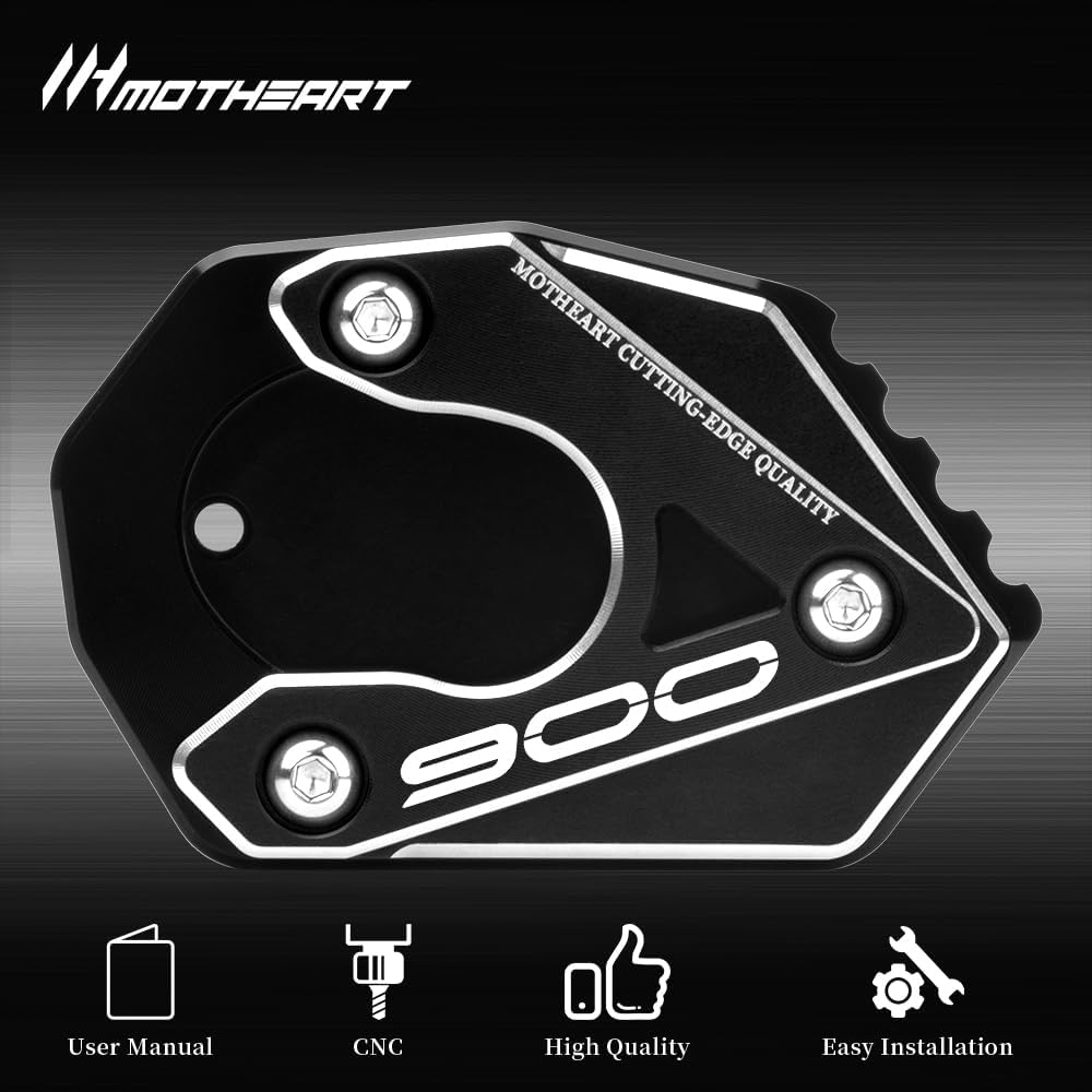 Motorcycle Side Stand Extension Plate For Z900 2017-2025 Z900SE 2022-2025 Z900RS 2018-2025 Aluminum Side Stand Enlarger Anti-Slip Outdoor Durable Metal Accessories (Black)