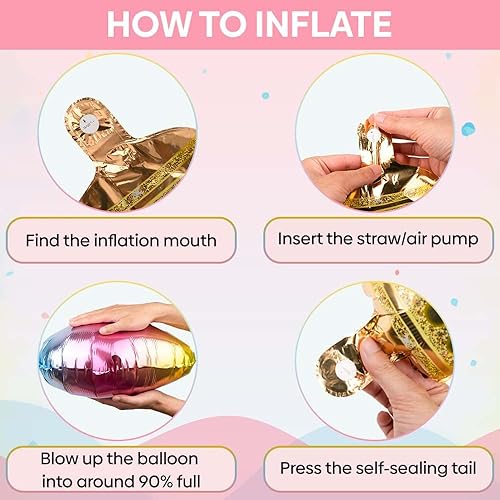 Miniatura 5 de Globo de número 3 de 40 pulgadas, degradado arcoíris con corona desmontable, fácil de inflar y desinflar reutilizable, globos de Mylar de aluminio