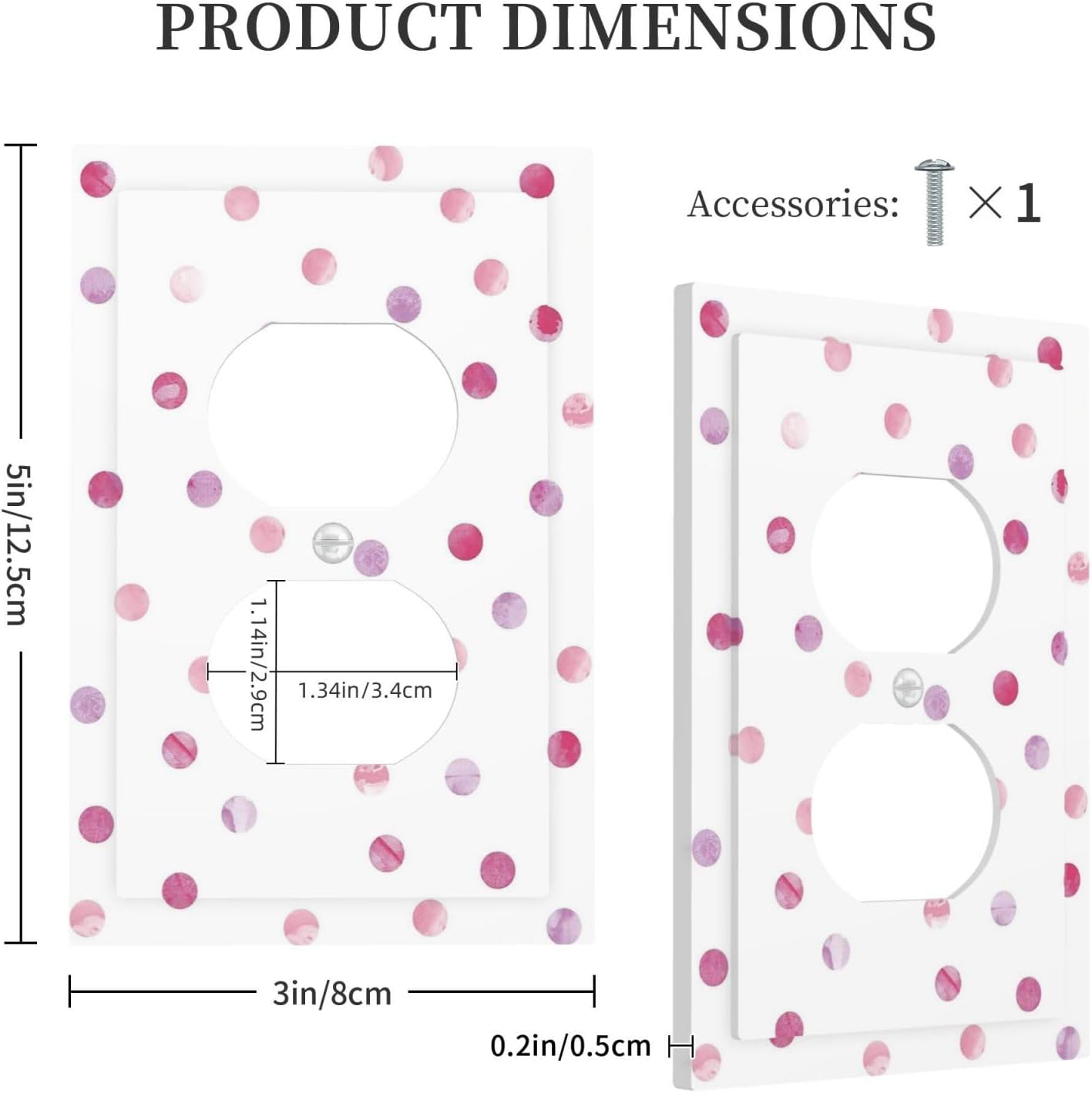 Watercolor Dots Pink 1 Gang Duplex Outlet Cover Faceplate Decorative Single Electrical Receptacle Light Switch Cover Wallplate for Home Decor image 5