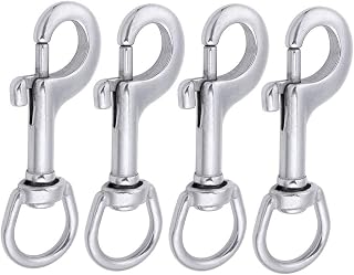 AOWISH 4-Pack 3-1/8'' Swivel Eye Trigger Bolt Snap Hooks Marine Grade 316 Stainless Steel Single Ended Flagpole Snap Clips for Scuba Diving/Pet Leash/Camera Strap/Keychain/Tarp Covers/Clothesline&More
