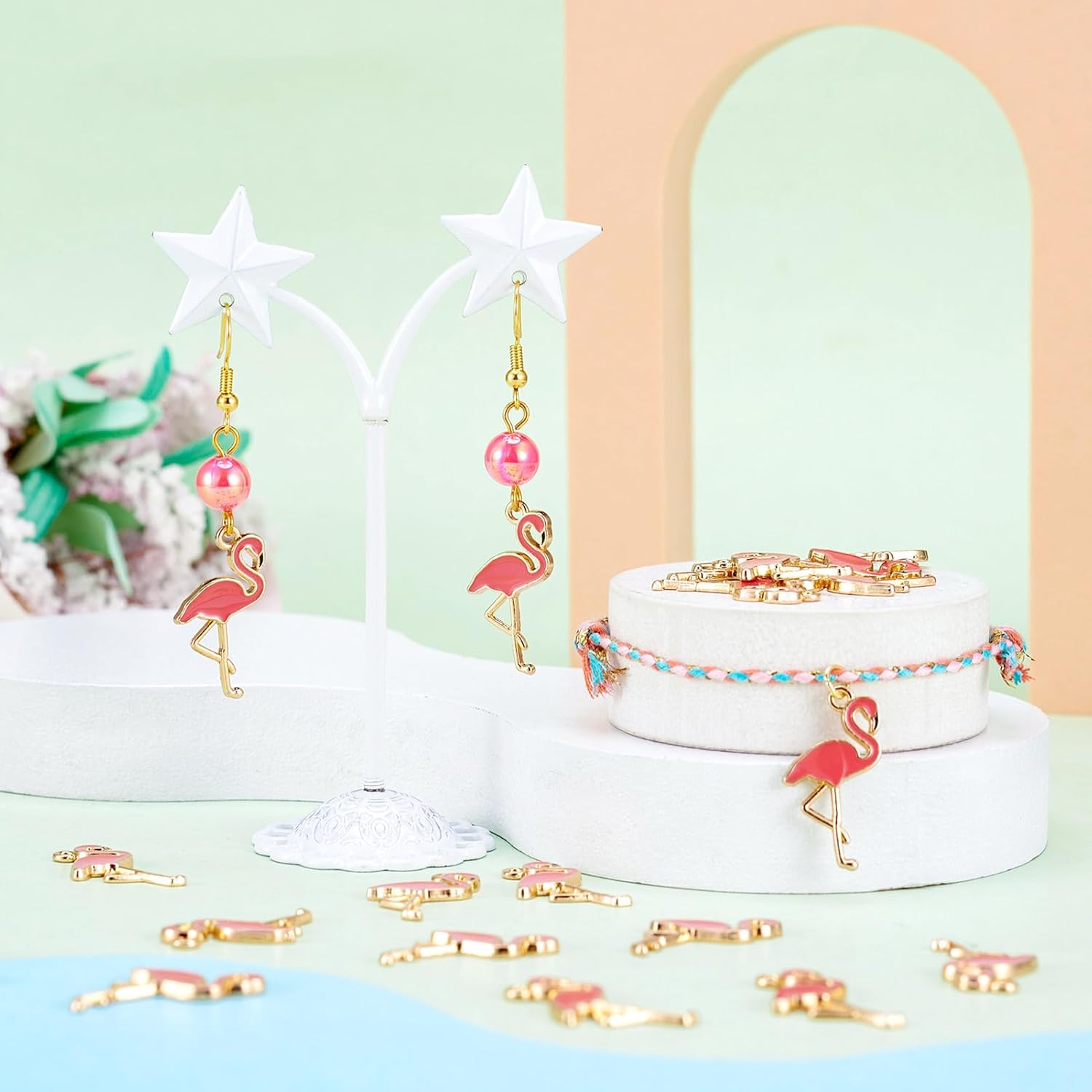 Beadthoven 100pcs Pink Flamingo Enamel Charm Pendants Light Gold Plated Mini Flamingo Animal Dangle Charms for Jewelry Making Bracelets Necklace Earrings DIY Crafts - Image 3