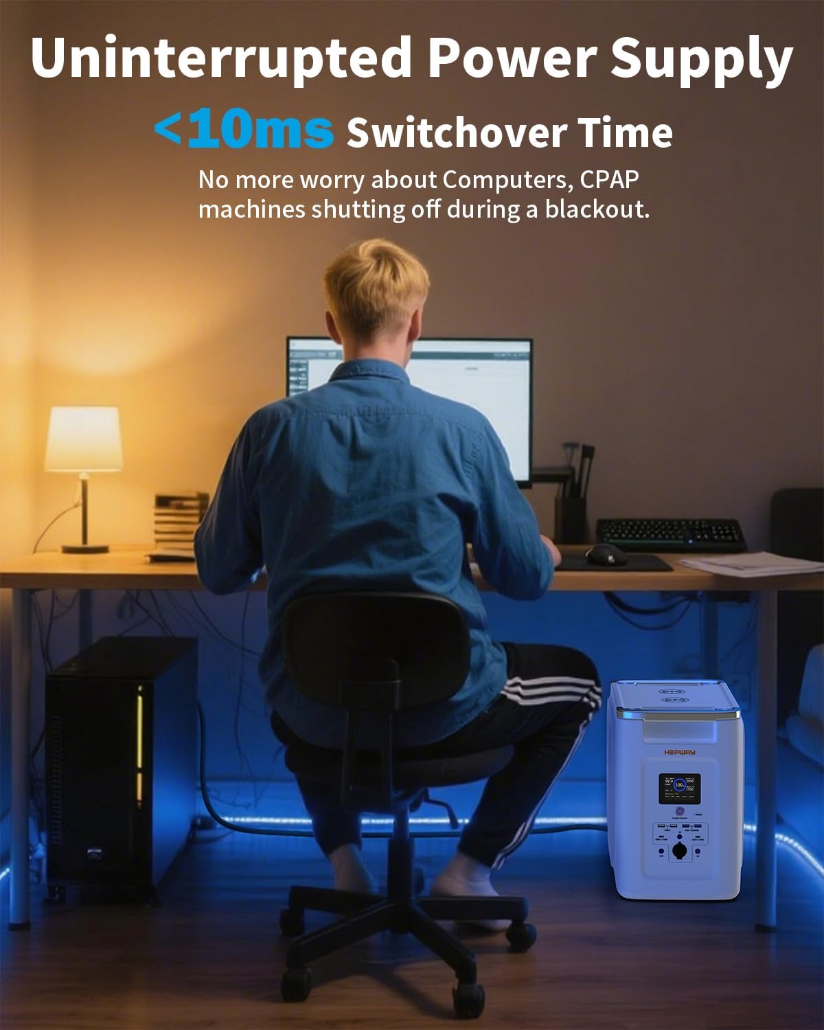 Hepway Alpha 2000 and Alpha 2000X providing uninterrupted power for a computer