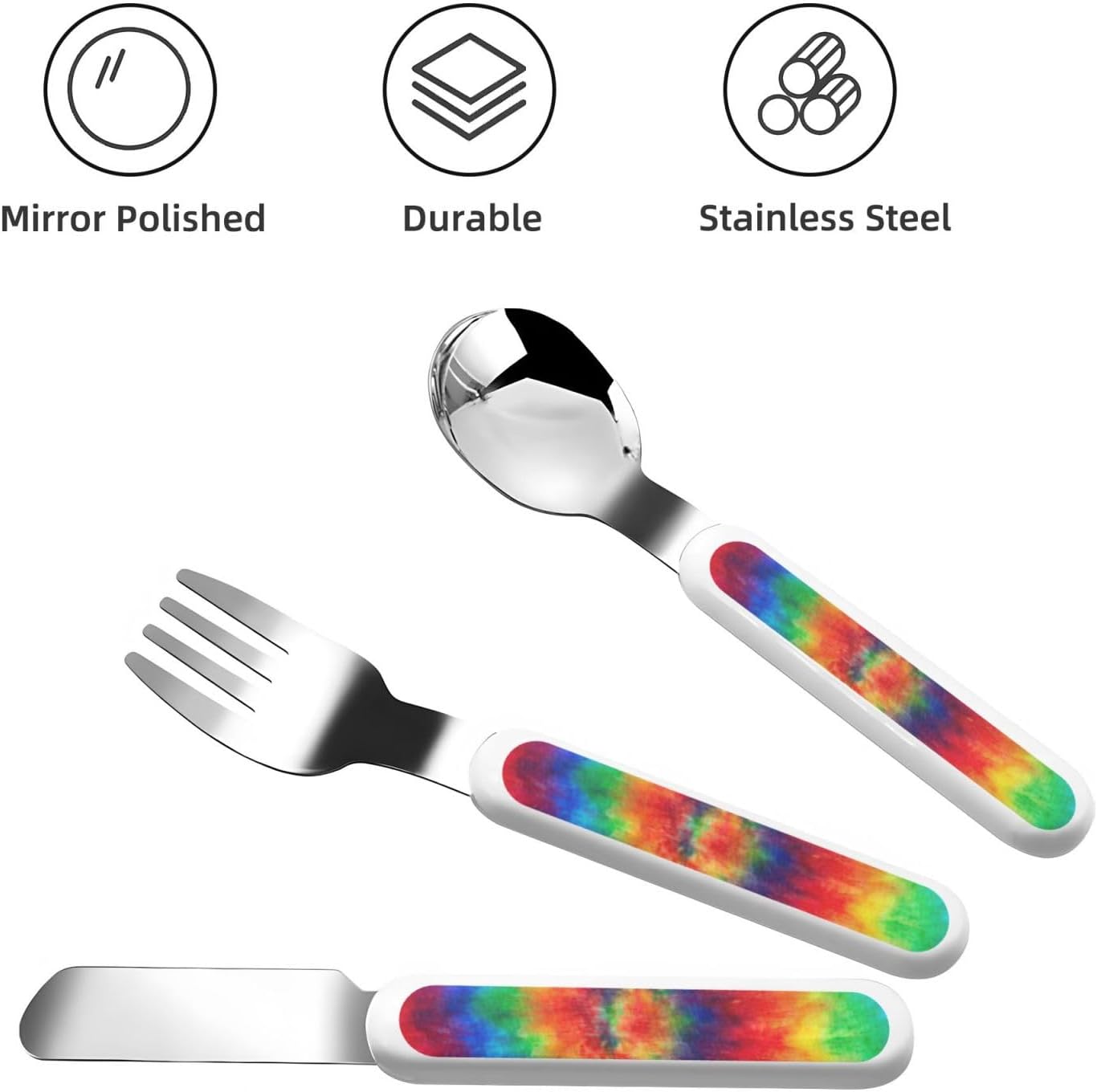 Tie Dye Hippies Print Stainless Knife Spoon Fork 3-Piece Set,Flatware Cutlery Set With Storage Case