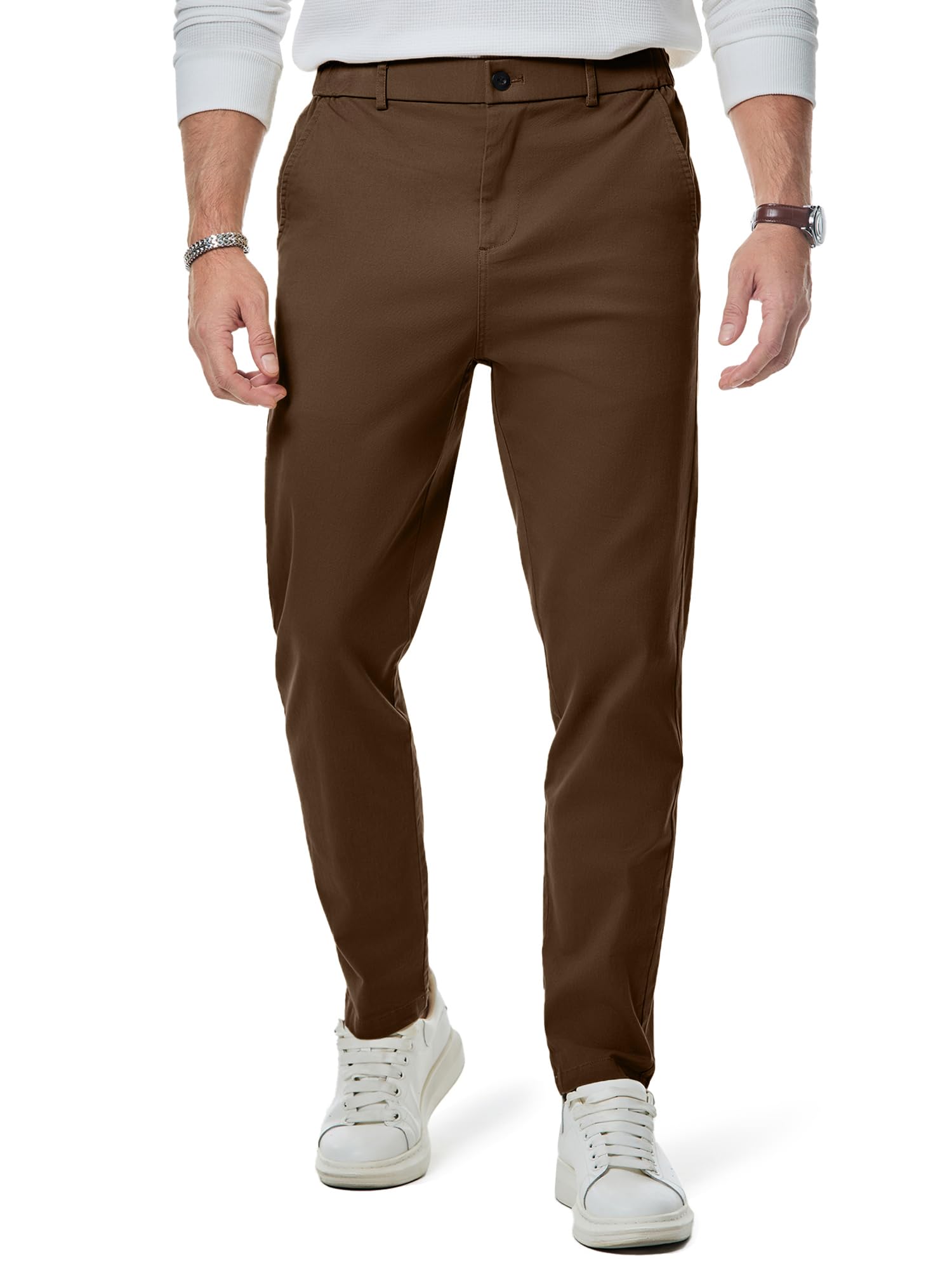 Elegancity Herren Chino Hose Casual Chinohose Baumwolle Freizeithose Arbeitshose Stretch Outdoorhose Pants Trousers Business braun S