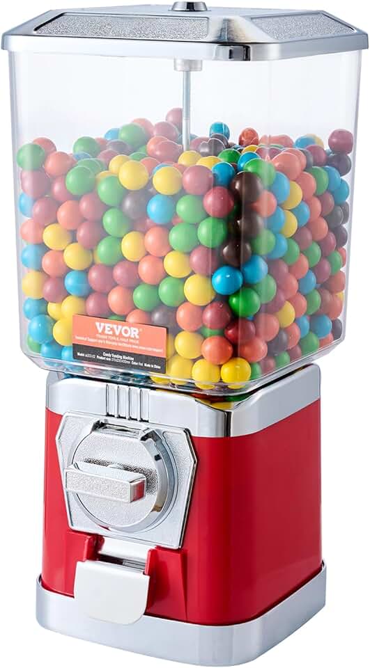 Gumball Machine for Kids, 17"H Home Candy Vending Machine, PC Gumball Dispenser, Bubble Gum Machine for Game Stores, Coin Operated