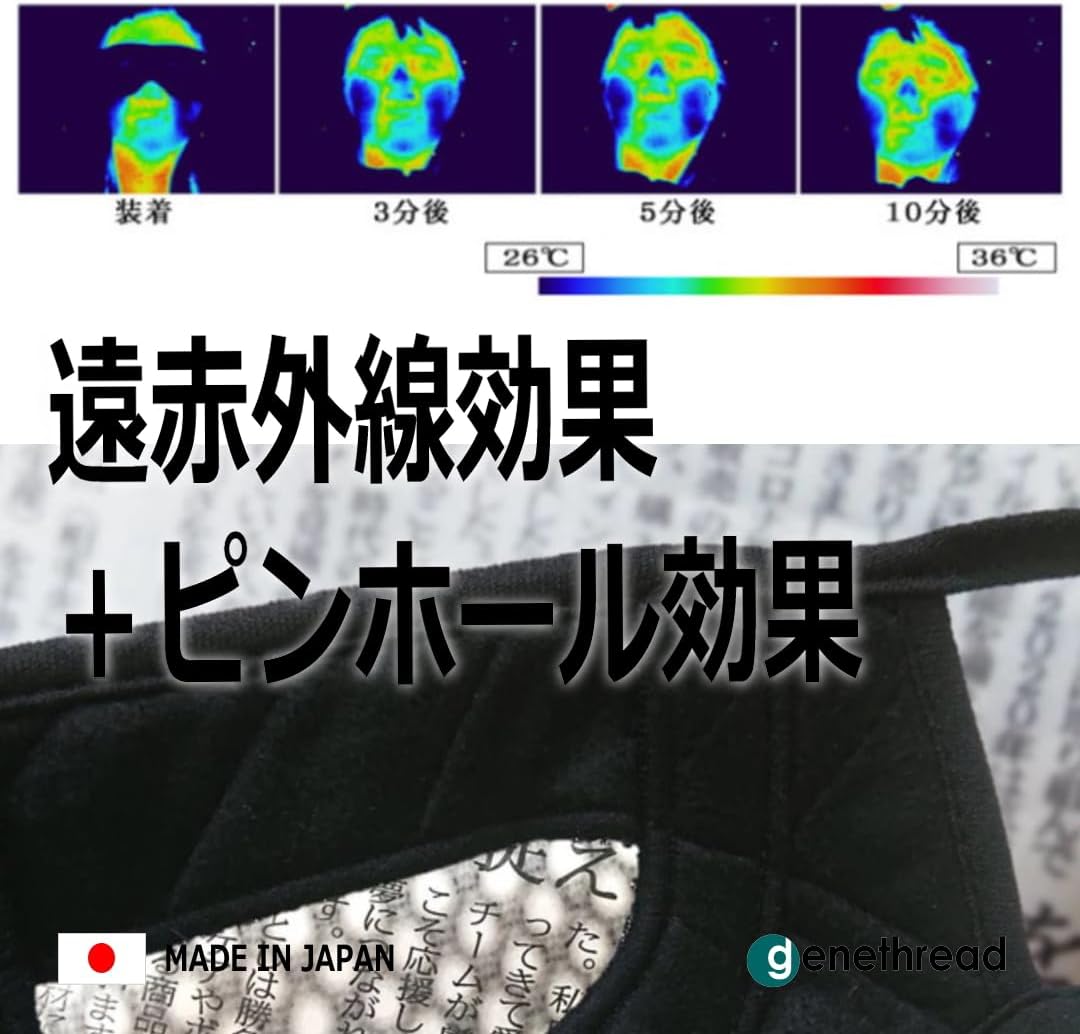 genethread アイウォーマー ジータッチワイド ワイン R/21.5&times;9cm 遠赤外線 炭 温感 ピンホール効果 見える 手