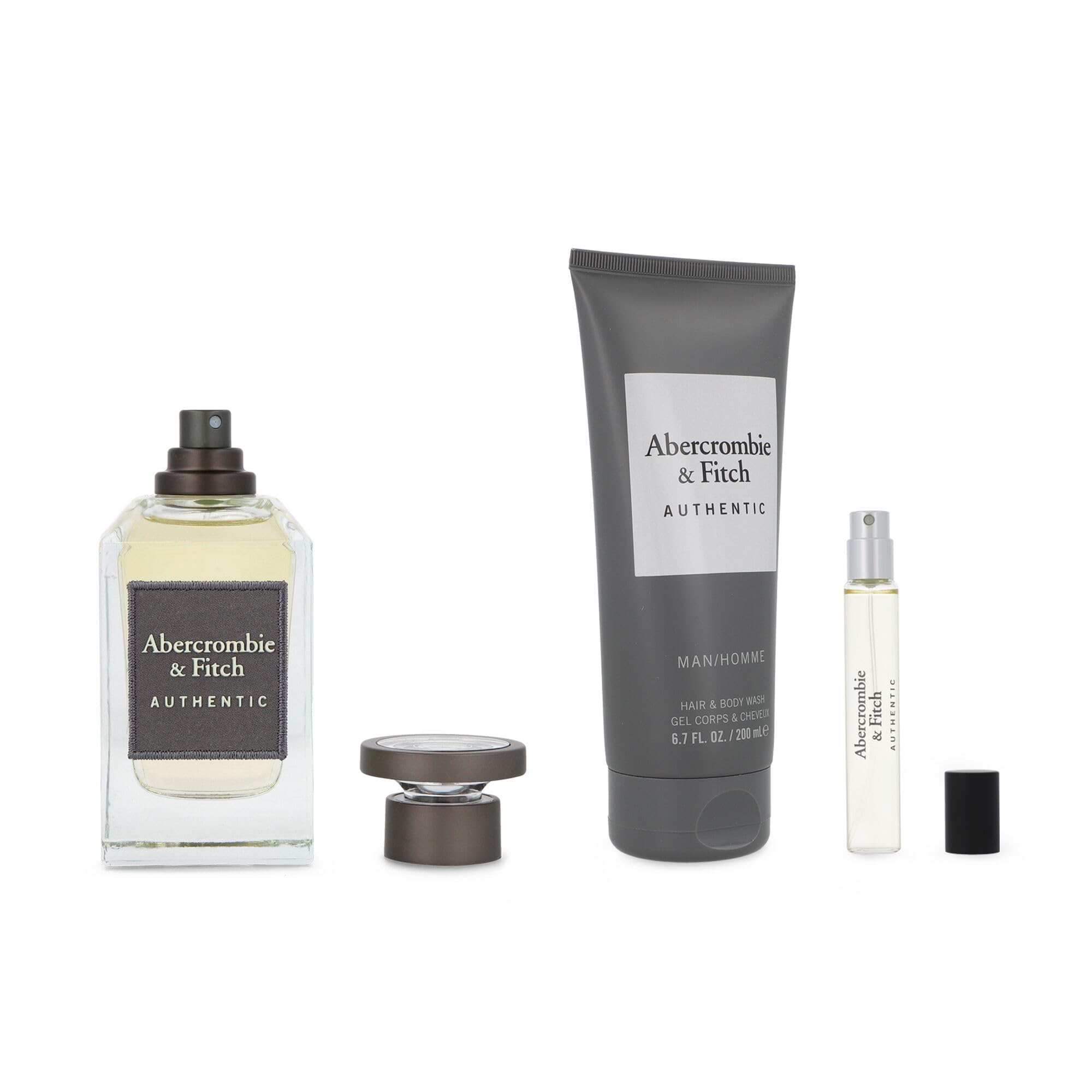 Abercrombie & Fitch Authentic Man 3 Pezzi - Eau de Toilette 100 ml + Deodorante + Mini Profumo - Fragranza Aromica per Uomo