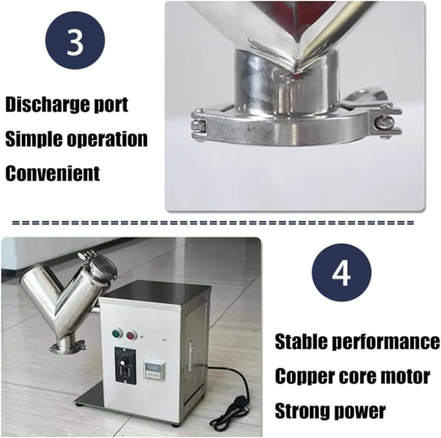 Experimental V-Type Mixer, 2L V-Shaped Blender for Dry Powder Mixing in Teaching and Food Processing Laboratories
