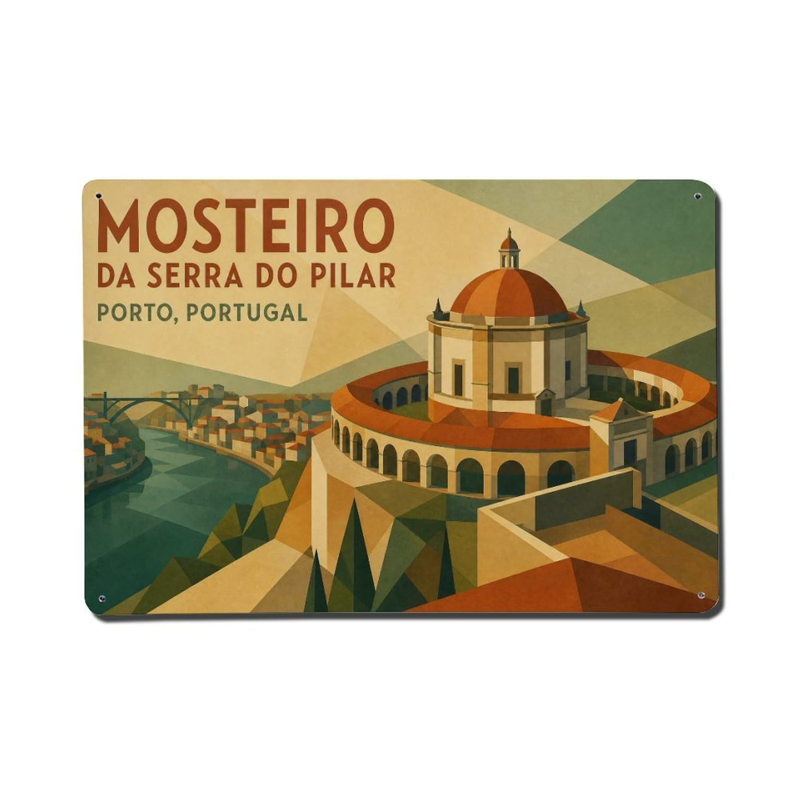 Metal Tin Sign Serra Pilar Vintage Travel Portugal