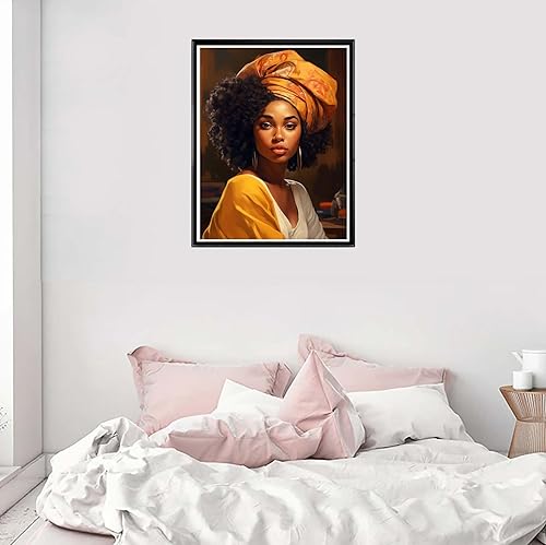 Miniatura 3 de Cuneai Kit de pintura de diamante 5D para bricolaje, mujer africana, pintura redonda por números, artesanía afroamericana, bordado de cristal para