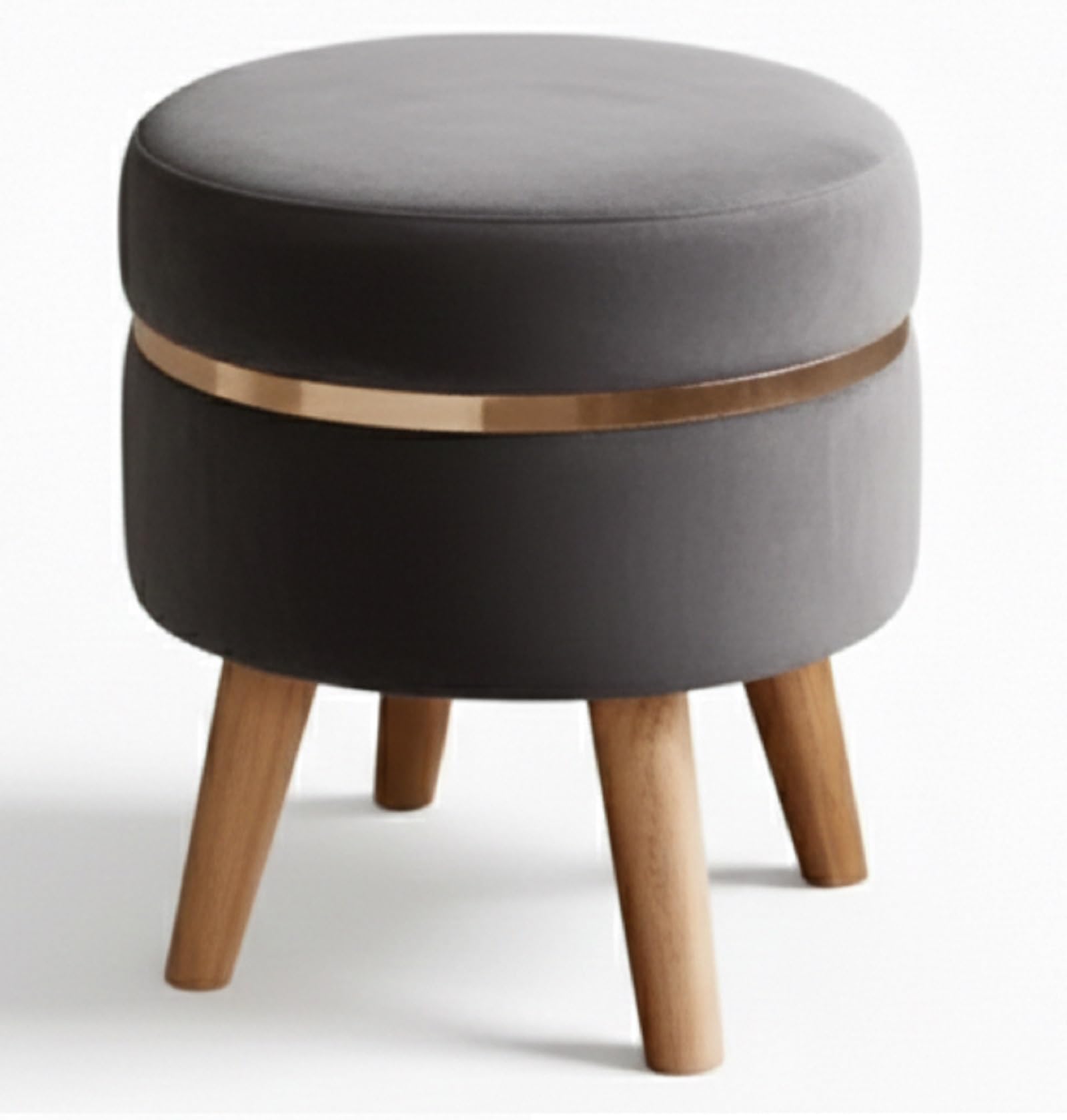 Pouffes Sitting Stool for Living Room, Office Stool Puffy Wooden Ottoman, Poufe Footstool, Pouf for Office Home Decoration & Dressing Table puffy stools Footrest,4 Leg Stool with Cushion Grey-image-24