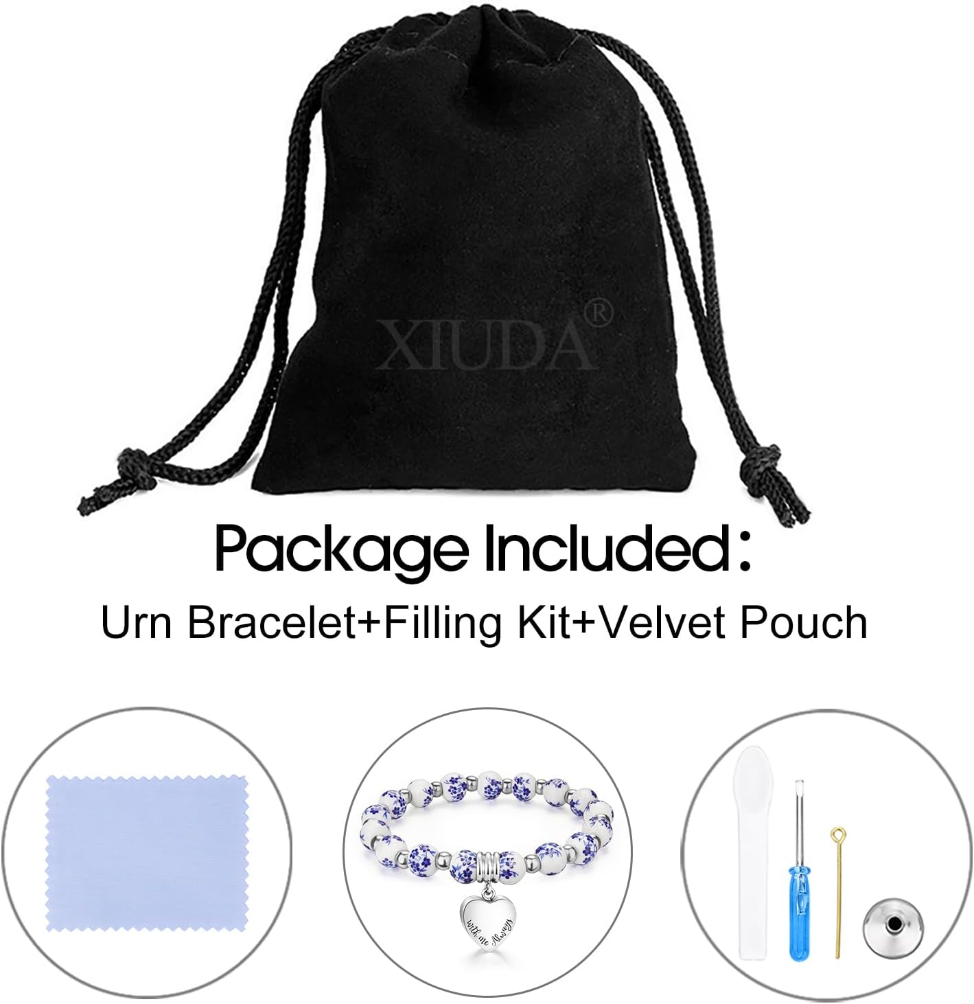 XIUDA Heart Cremation Memorial Urn Bracelet 316L Stainless Steel Keepsake Jewelry Urn Bracelet for Ashes for Women-With Me Always - Image 7