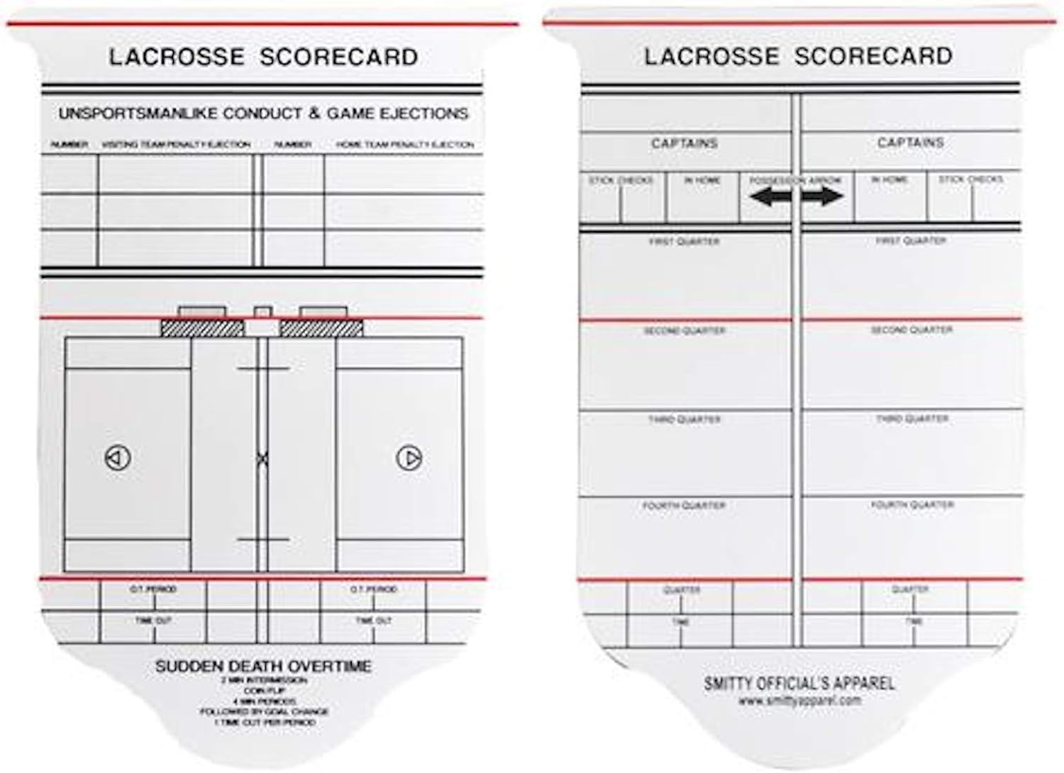 Smitty ACS-539 Reusable Lacrosse Game Card for NFHS NCAA Officials - Official's Choice