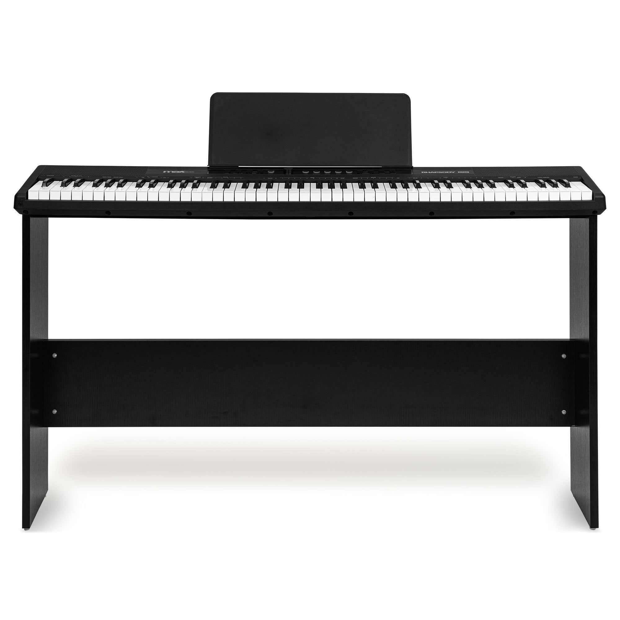 RhapsodyDP88P - Tastiera E con 88 tasti, supporto per tastiera e pianoforte, 10 suoni e ritmi, 26 demo, accordi effetti, USB Midi
