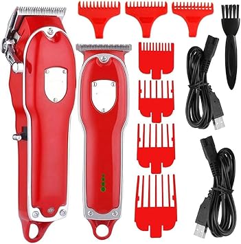 Pro Hair Clipper 2pcs Mens Hair Clipper Trimmer LED Display Metal Hair Clipper USB Rechargeable Electric Trimmer Hair Cutting Machine