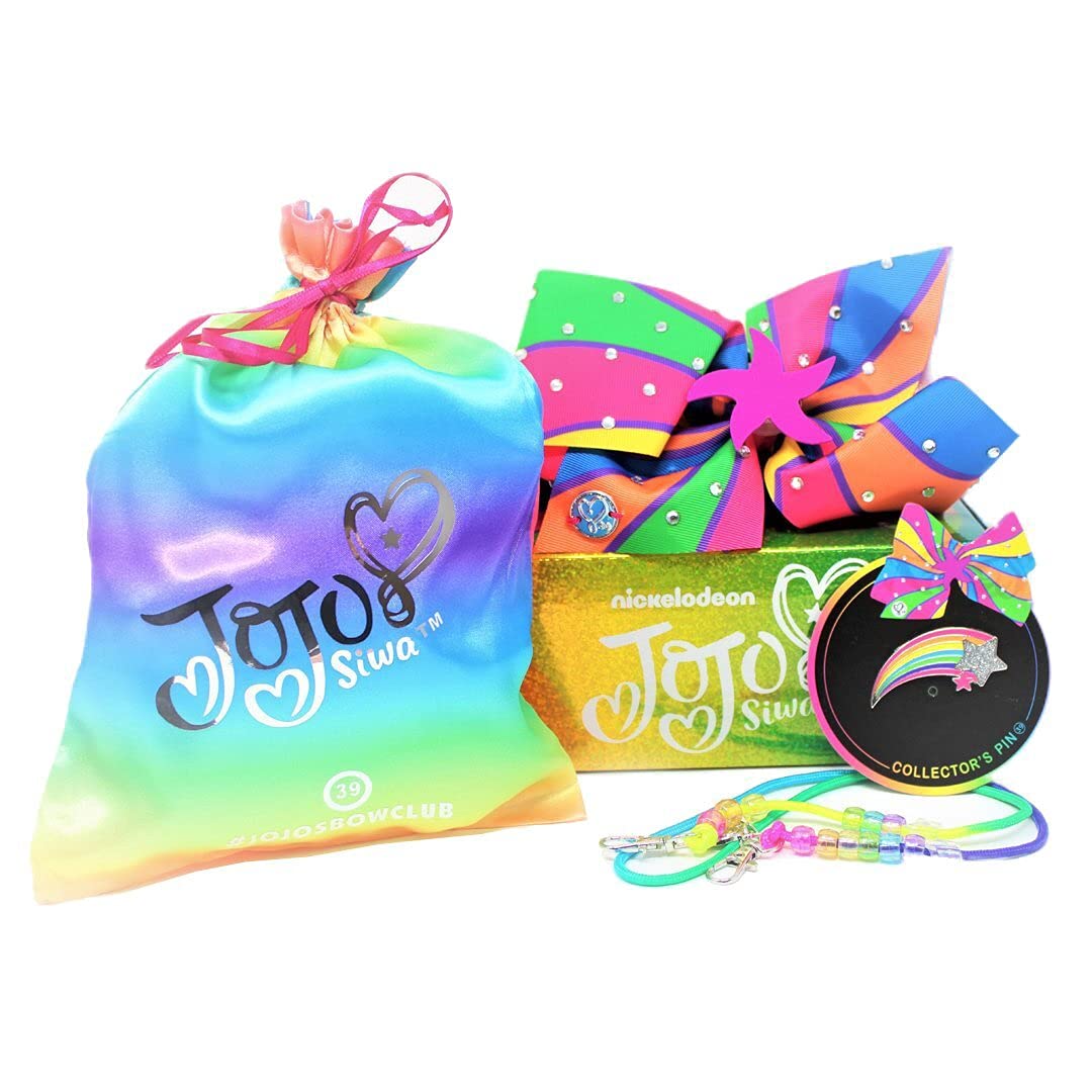 Signature Jojo Siwa Bows - Exclusive Bow Collection - Edition #39 - One Large Limited Edition Hair Bow & Collectors Pin + Accessories From JOJO SIWAS OFFICIAL BOW CLUB in a giftable box