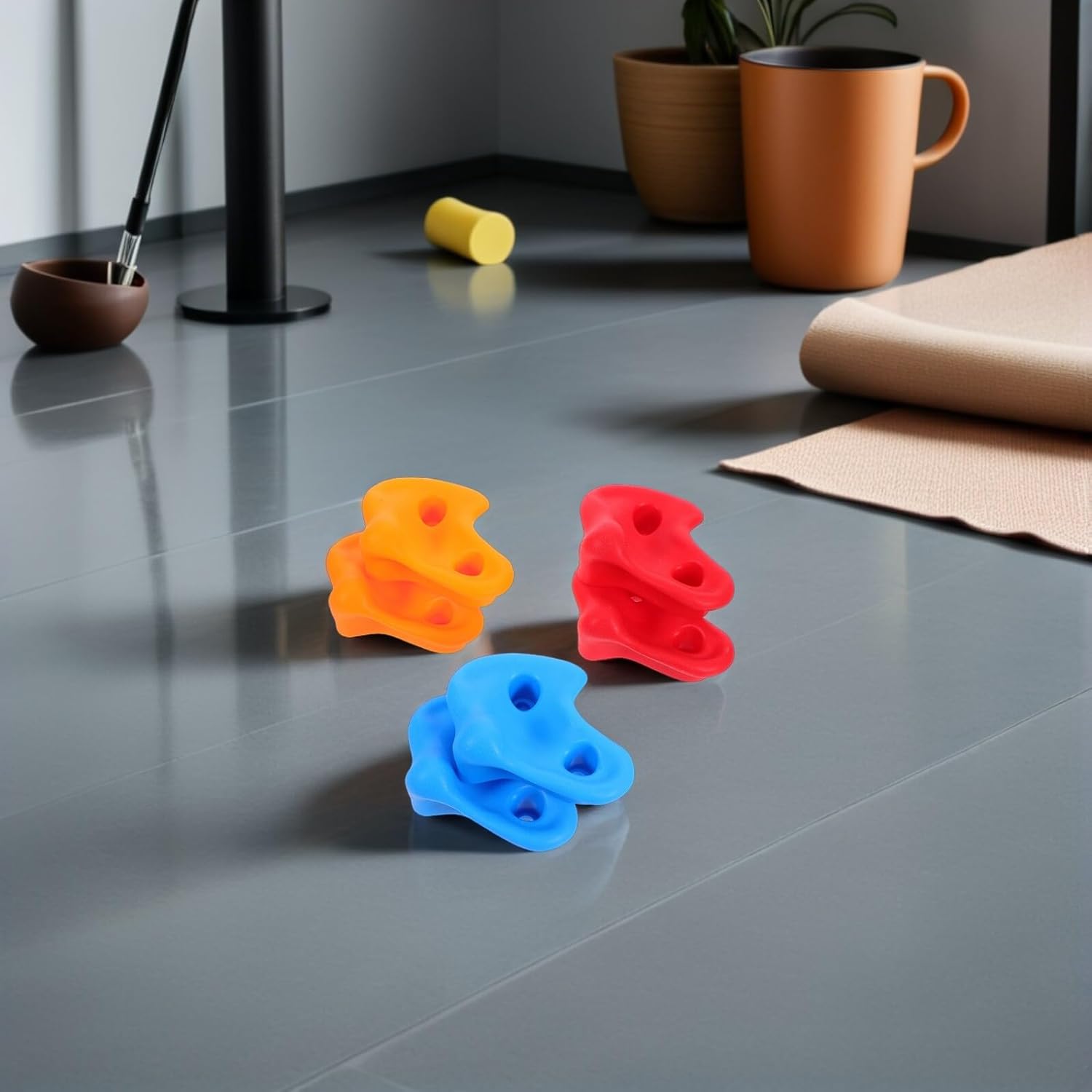 6pcs Rock Climbing Holds Set for Climbing Grips Indoor Outdoor Attachments Sturdy Wall Grips in Blue Red Orange