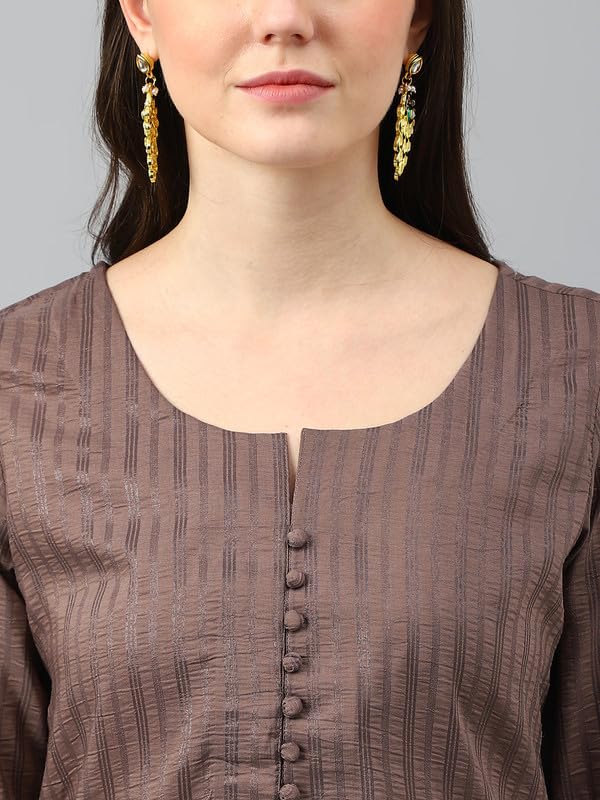 Image of Hritika Women's Cotton Blend Jacquard Woven Kurta with Palazzo Set HRKB0048