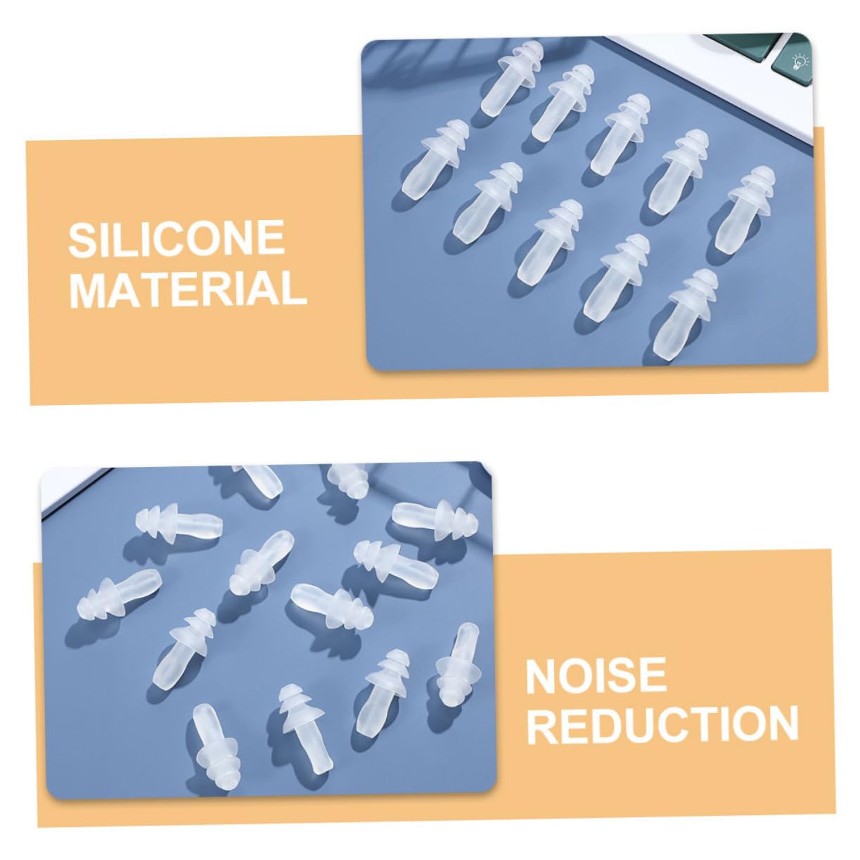 ULTECHNOVO 200pares Tapones De Silicona Transparentes Para Reducción De Ruido Reutilizables Protección Auditiva Para Estudio y Entornos Ruidosos