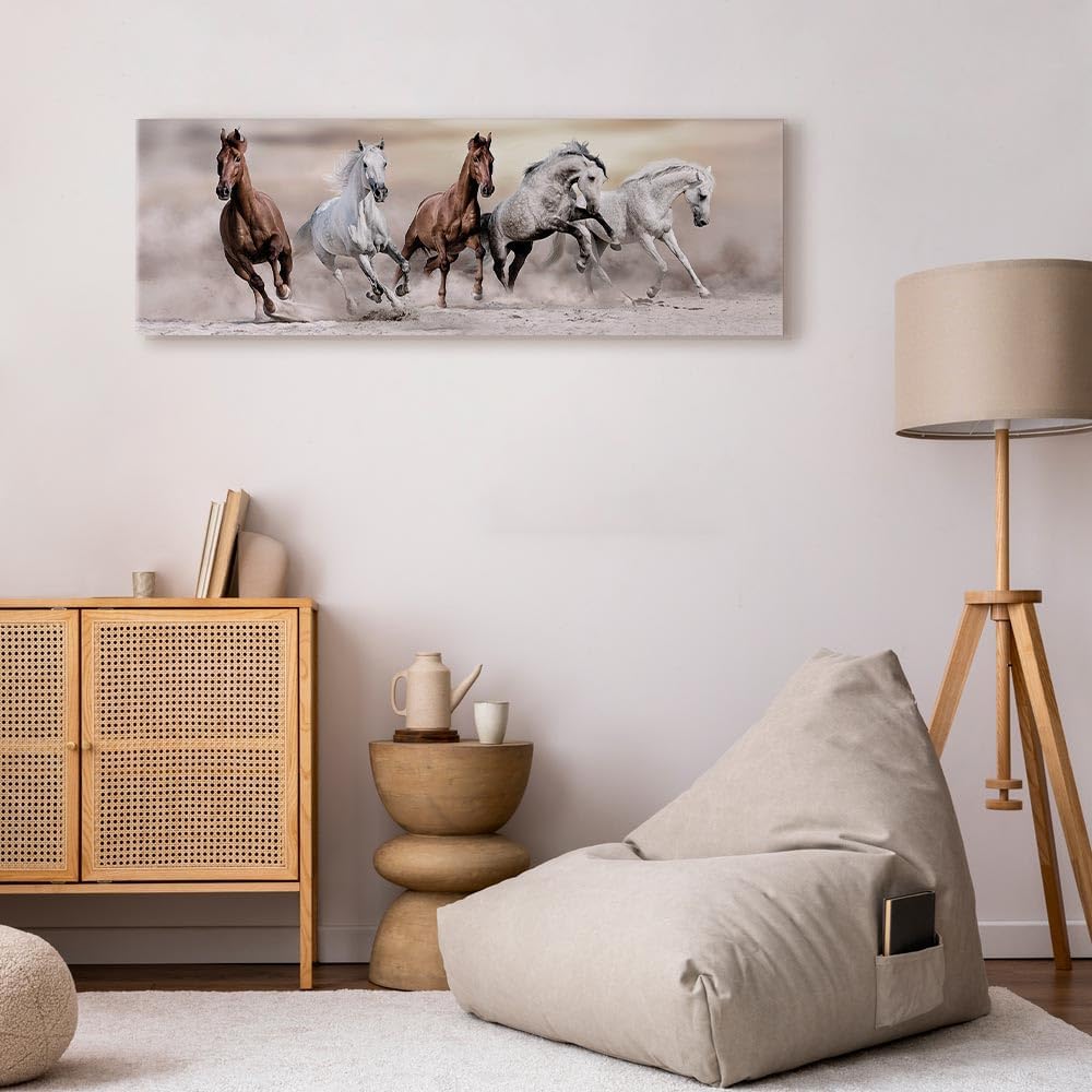 artgeist Acoustic Canvas Wall Art Print City Horses Animals 47x16 in - 1pcs Picture with Acoustic Foam Sound Print Artwork Room Acoustics Soundproofing g-B-0039-b-a