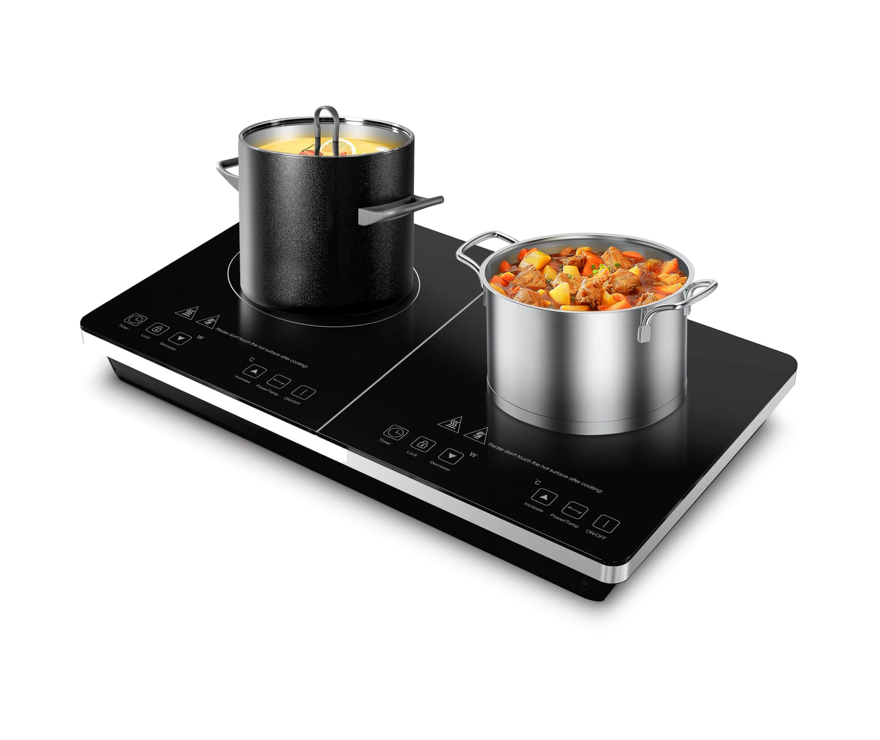 DMS® DIC-3500 Indukcyjna płyta grzewcza, podwójna, mobilna, 3500 W, sterowanie dotykowe z czujnikiem, timer 3 godziny, z tworzywa szklano-ceramicznego