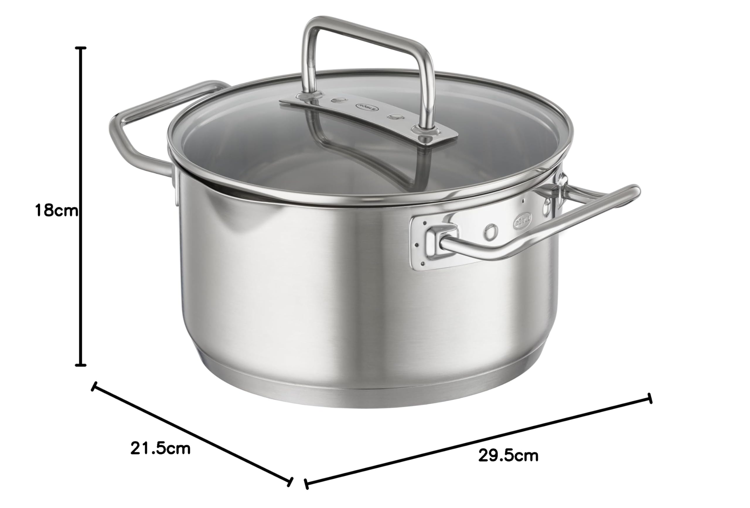 RÖSLE EXPERTISO - Cazuela, cazuela universal de acero inoxidable 18/10, 20 cm, tapa de cristal, escala interna, apta para inducción, apta para lavavajillas