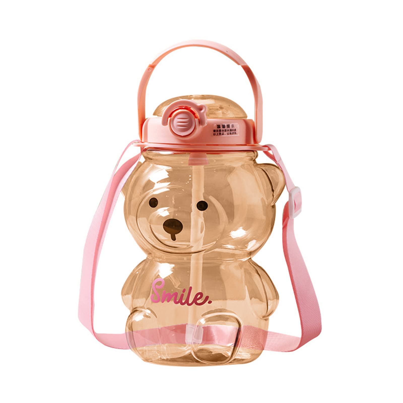 Xinsheinelry Cartoon Water Bottle with Straw Leakproof Water Cups Cute Bear Drinking Cup Girls Bottle 1000ml for Fitness