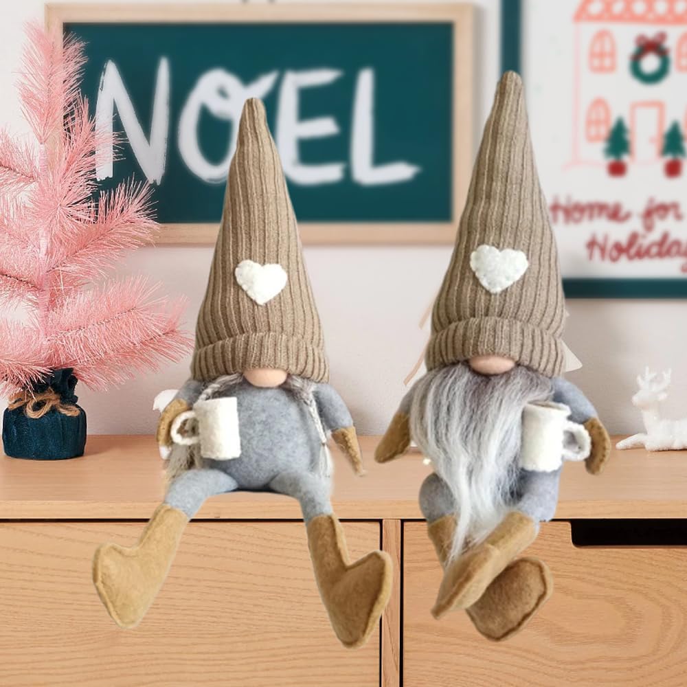 Caffè Gnomi Peluche Bambola Gonks Svedesi Fatti a Mano 2 Pezzi Decorazione Cucina Regali Donna Amanti Caffè