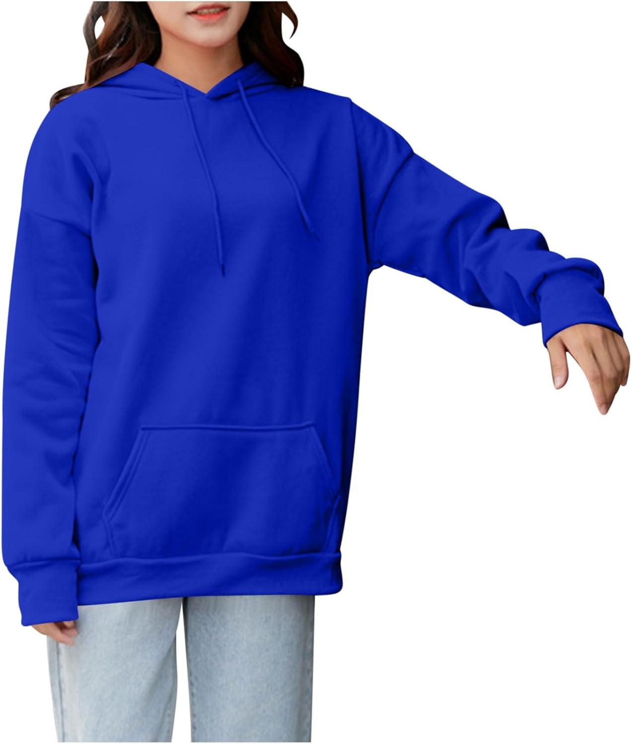 YRAETENM Womens Hoodies Lightwieght Long Sleeve Fleece Sweatshirts Casual Solid Basic Pullover Tops Fall Outfits with Pockets